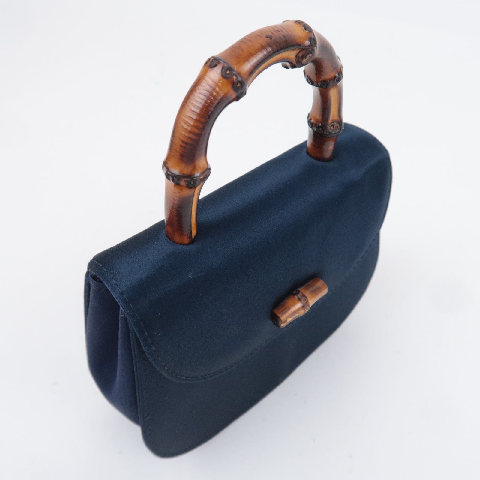 GUCCI Bamboo Mini Satin Handbag Navy 005.109.0259