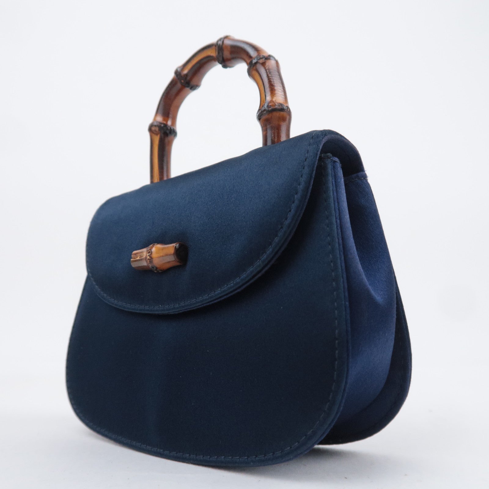 GUCCI Bamboo Mini Satin Handbag Navy 005.109.0259