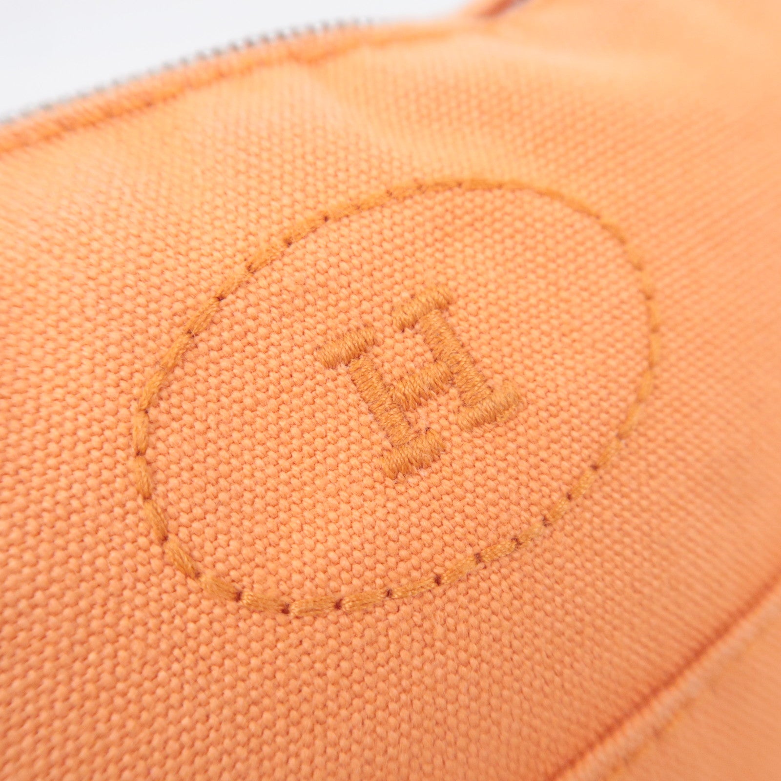 HERMES Bolide Pouch MM (25) Canvas Leather Cosmetic Pouch Orange