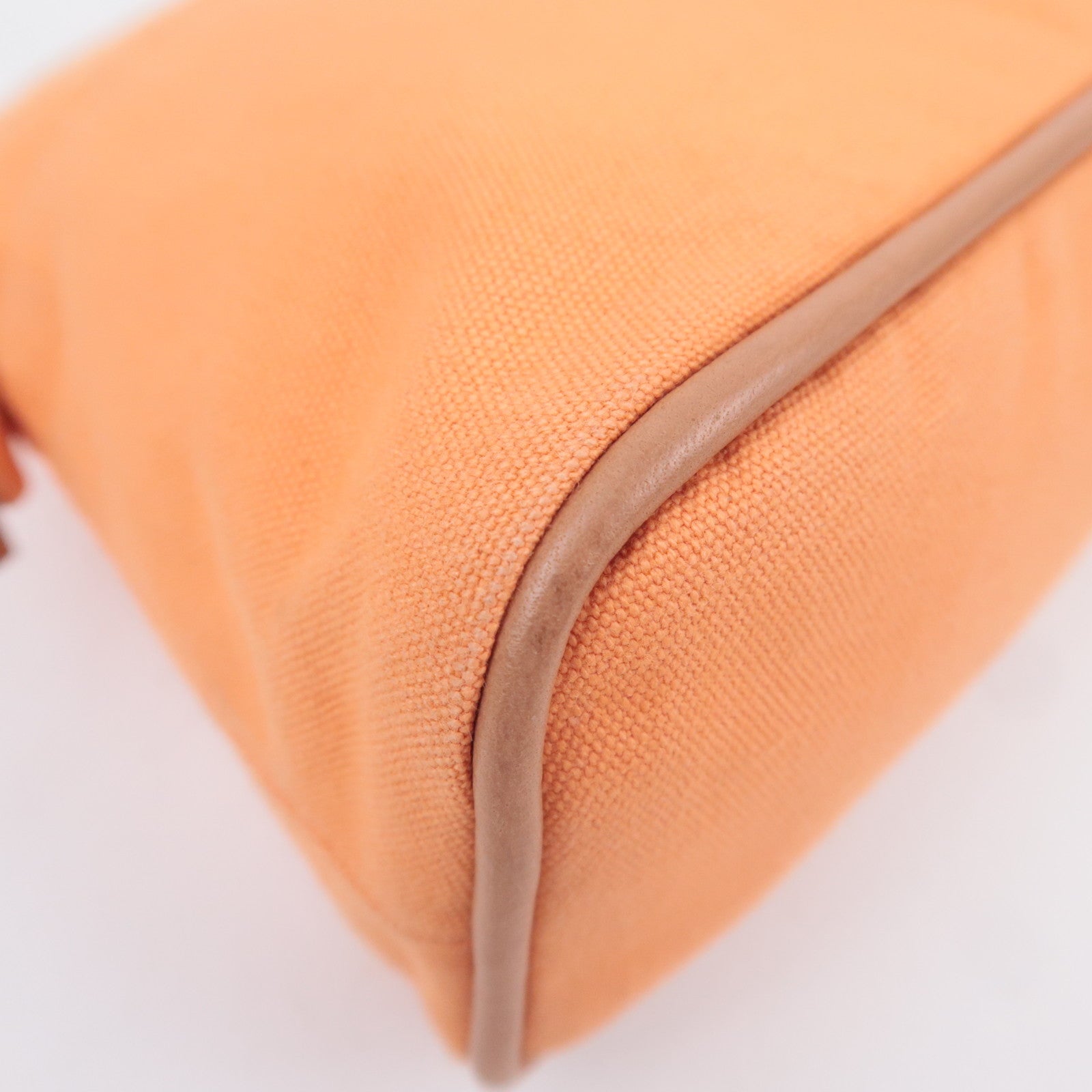 HERMES Bolide Pouch MM (25) Canvas Leather Cosmetic Pouch Orange