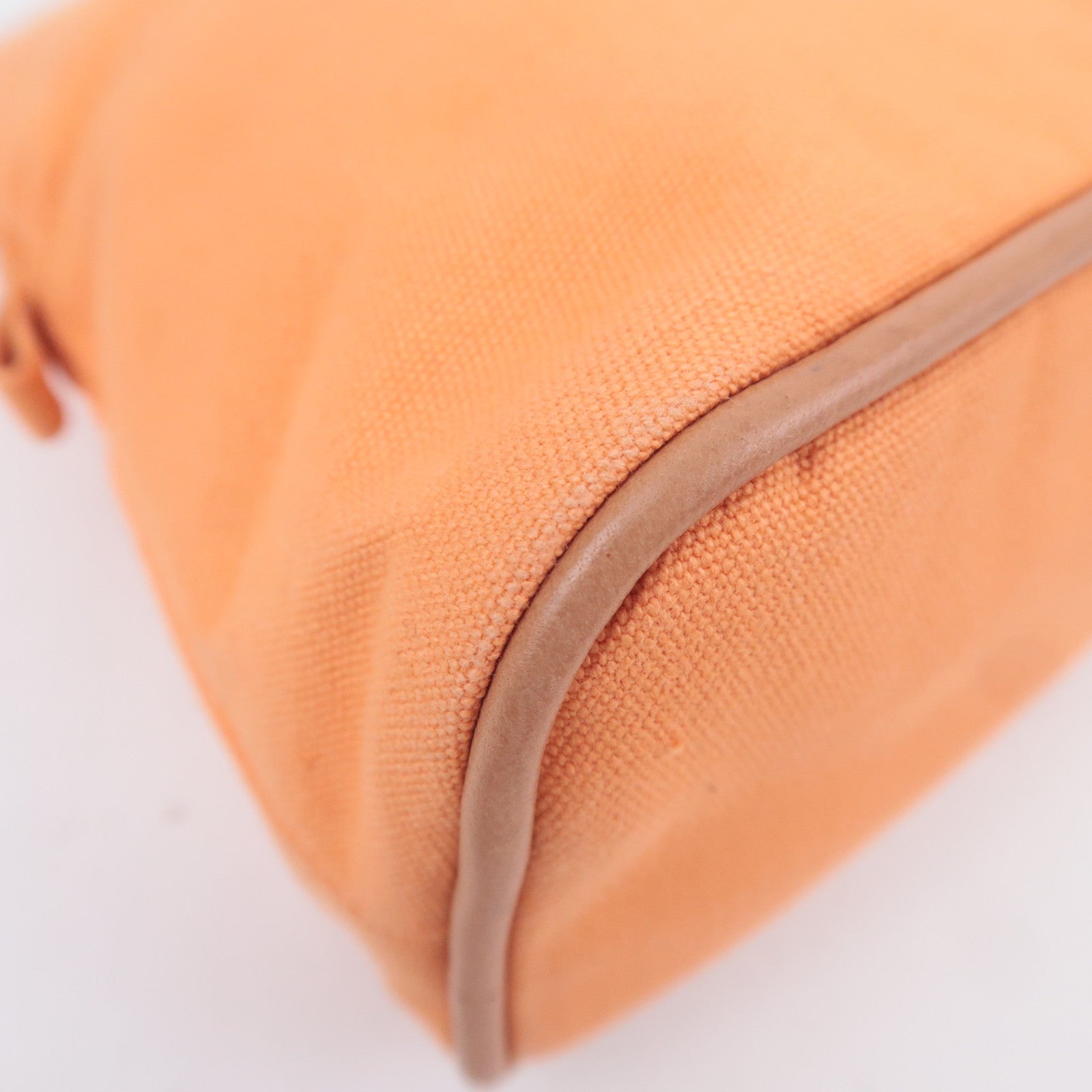 HERMES Bolide Pouch MM (25) Canvas Leather Cosmetic Pouch Orange