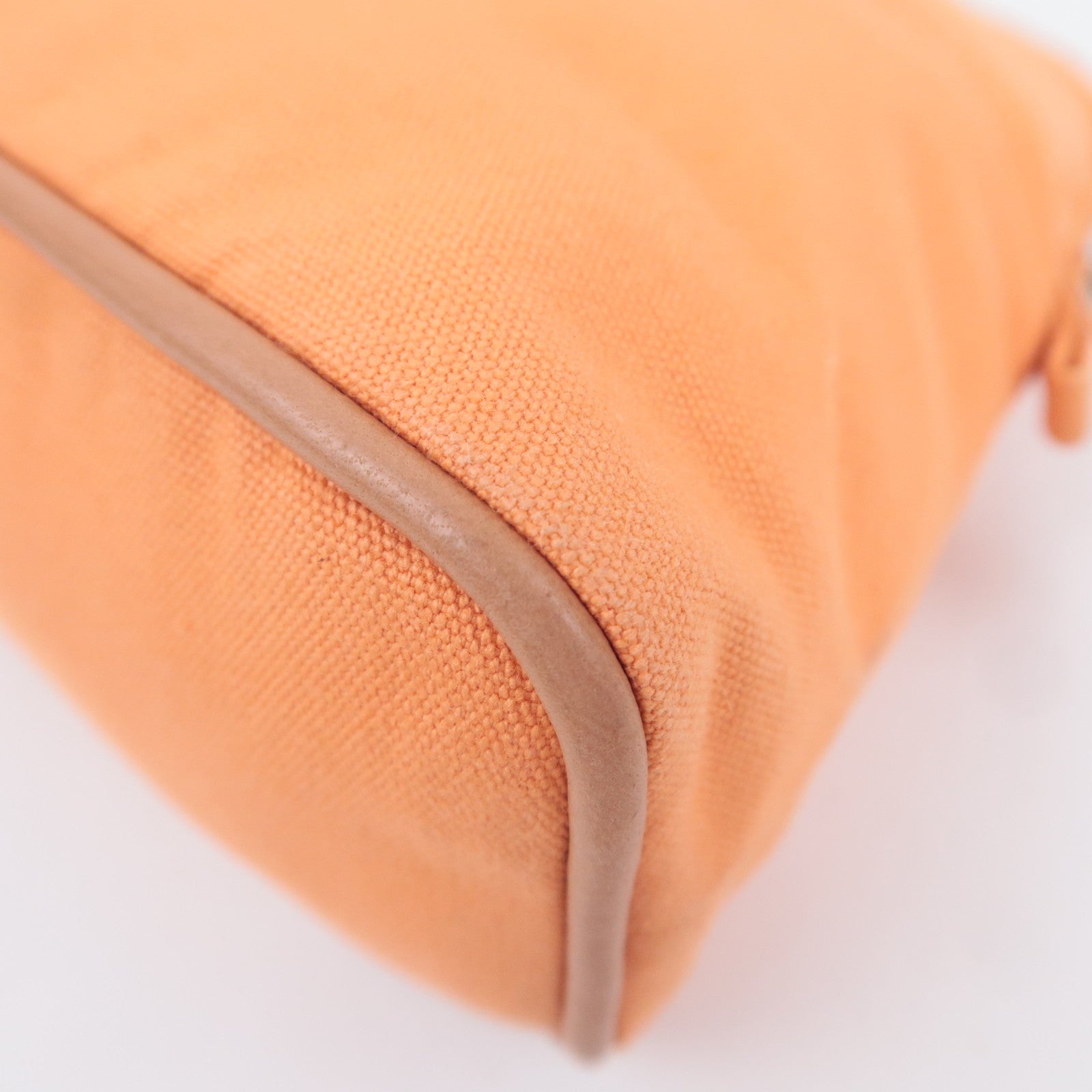 HERMES Bolide Pouch MM (25) Canvas Leather Cosmetic Pouch Orange