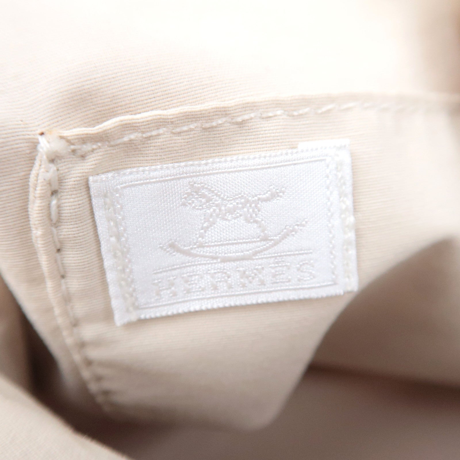HERMES Bolide Pouch TGM (34) Canvas Leather Clutch Bag Ivory