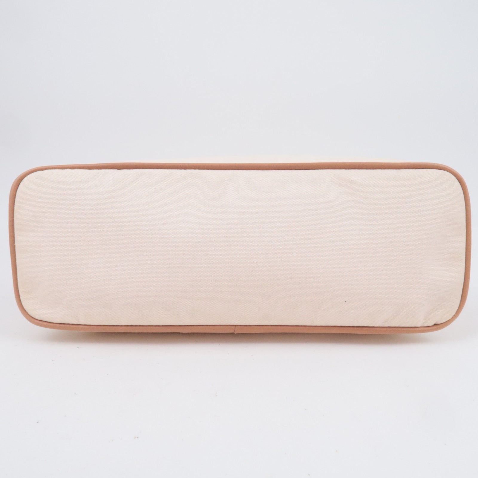 HERMES Bolide Pouch TGM (34) Canvas Leather Clutch Bag Ivory