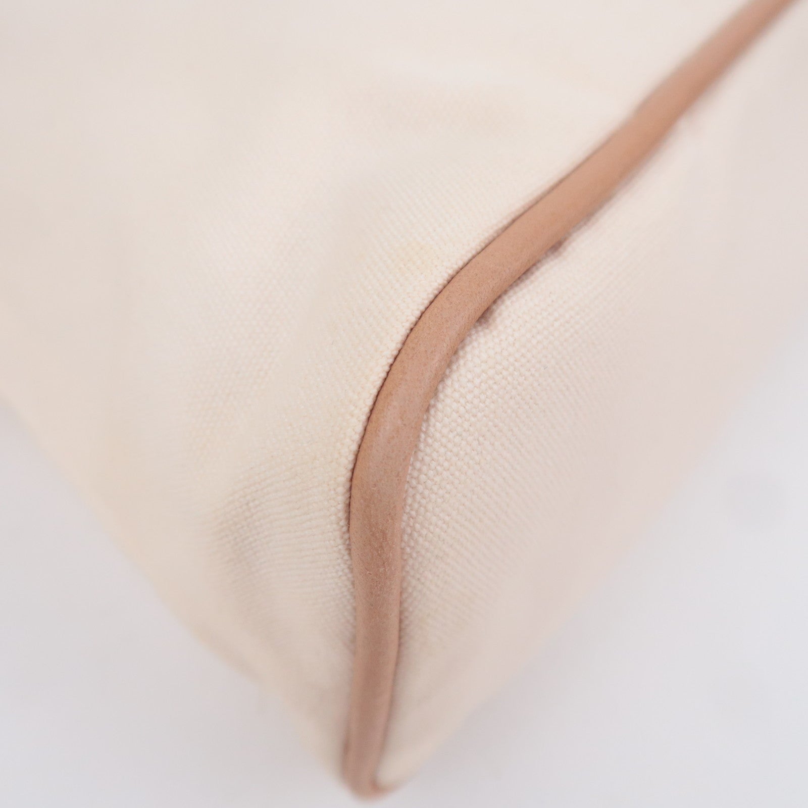 HERMES Bolide Pouch TGM (34) Canvas Leather Clutch Bag Ivory