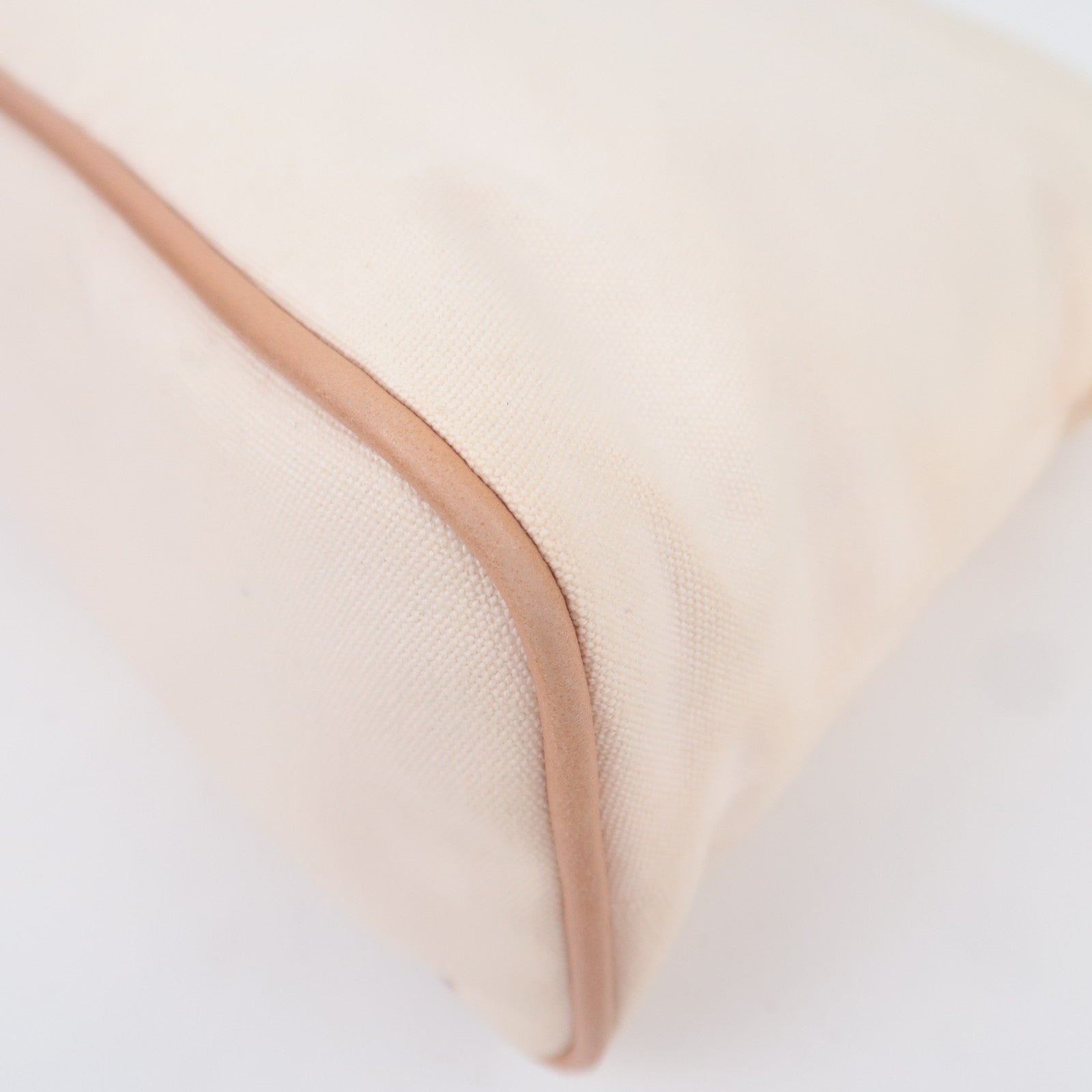 HERMES Bolide Pouch TGM (34) Canvas Leather Clutch Bag Ivory