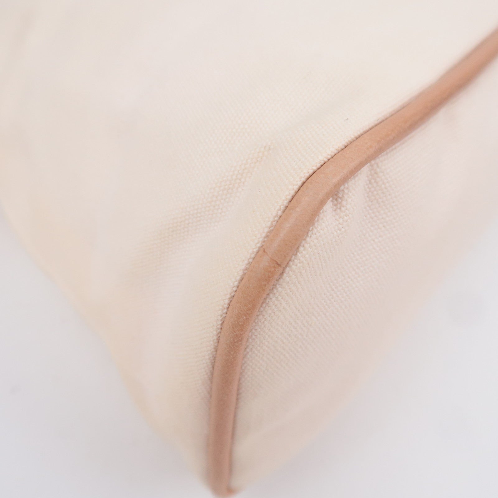 HERMES Bolide Pouch TGM (34) Canvas Leather Clutch Bag Ivory