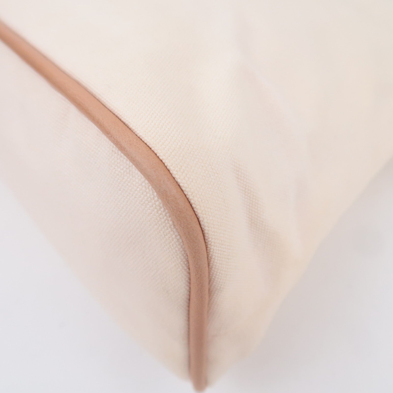 HERMES Bolide Pouch TGM (34) Canvas Leather Clutch Bag Ivory