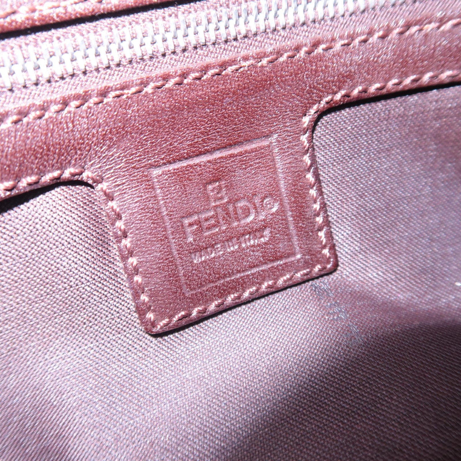 FENDI Zucca Mamma Baguette Canvas Leather Shoulder Bag Brown Black 26424