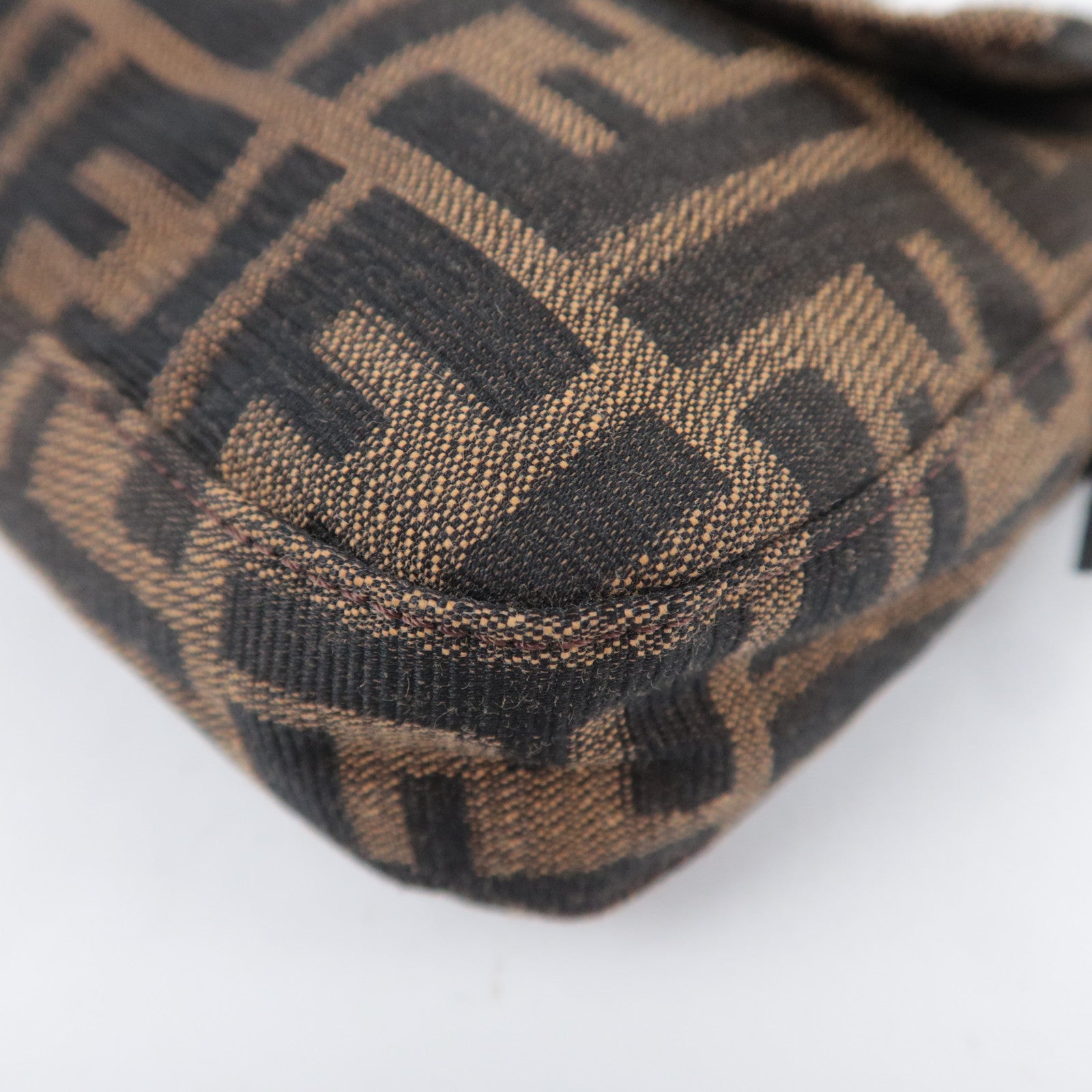 FENDI Zucca Mamma Baguette Canvas Leather Shoulder Bag Brown Black 26424