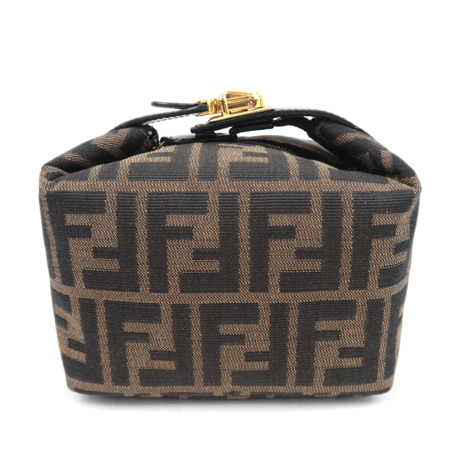 FENDI Zucca Canvas Leather Mini Handbag Brown Black 2636091197