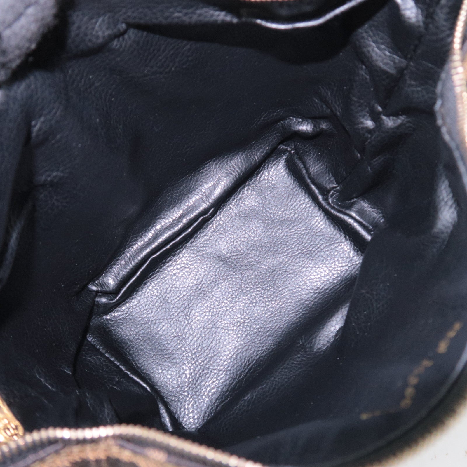 FENDI Zucca Canvas Leather Mini Handbag Brown Black 26360