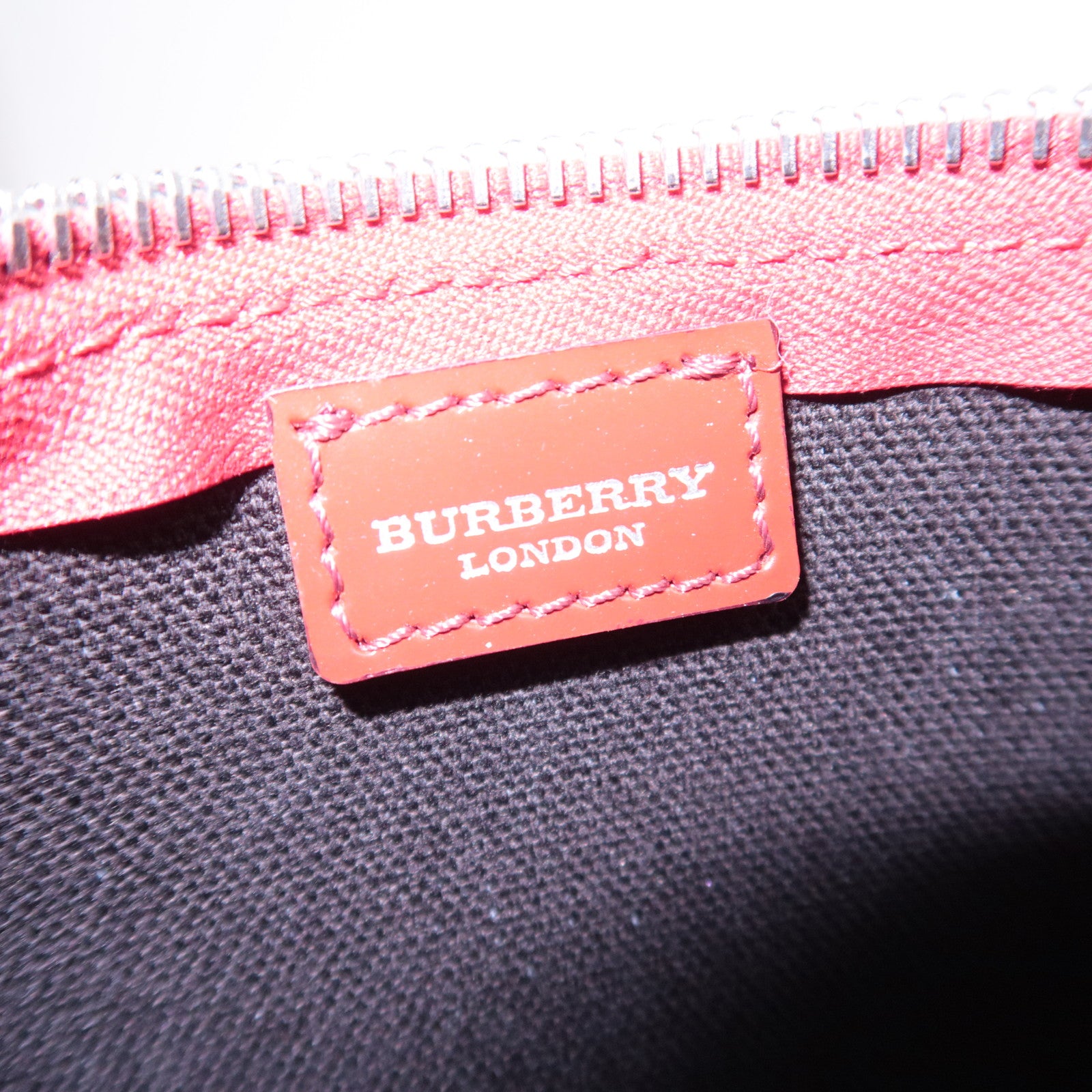 BURBERRY Nova Plaid PVC Leather Accessory Pouch Handbag Beige