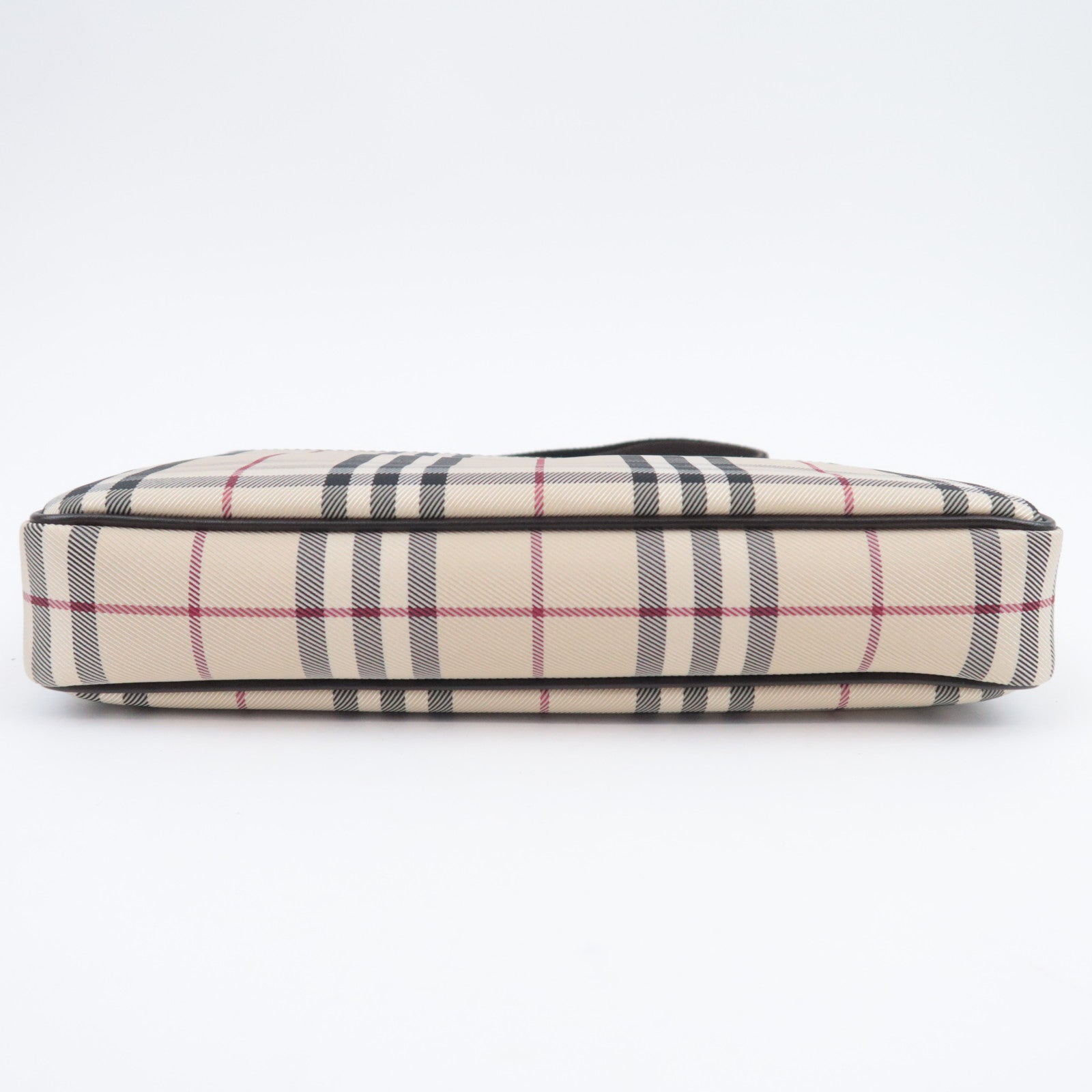 BURBERRY Nova Plaid Canvas Leather Shoulder Bag Beige