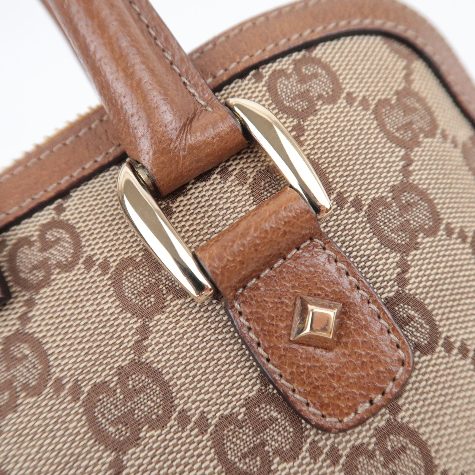 GUCCI GG Canvas Handbag Beige Brown 131023