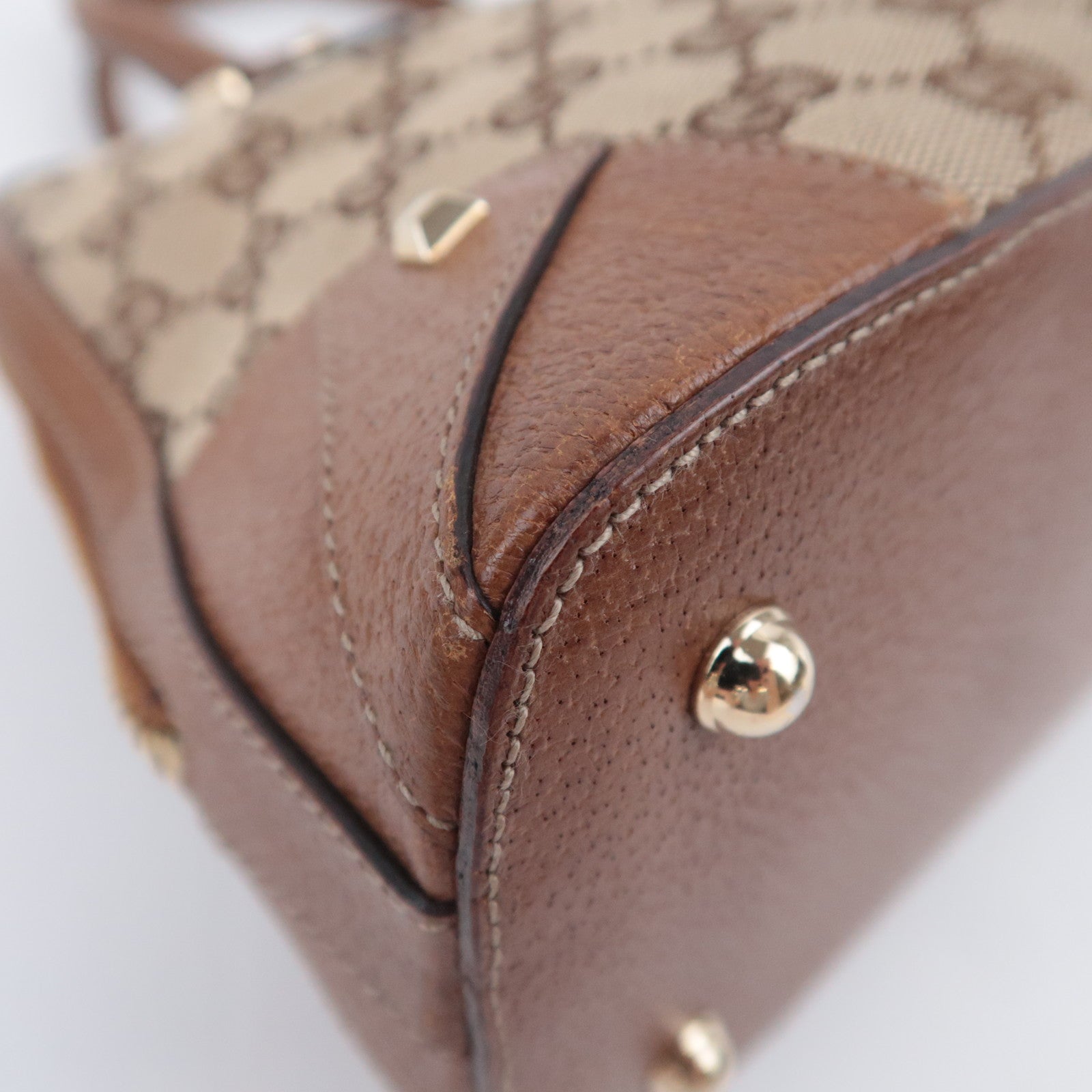 GUCCI GG Canvas Handbag Beige Brown 131023