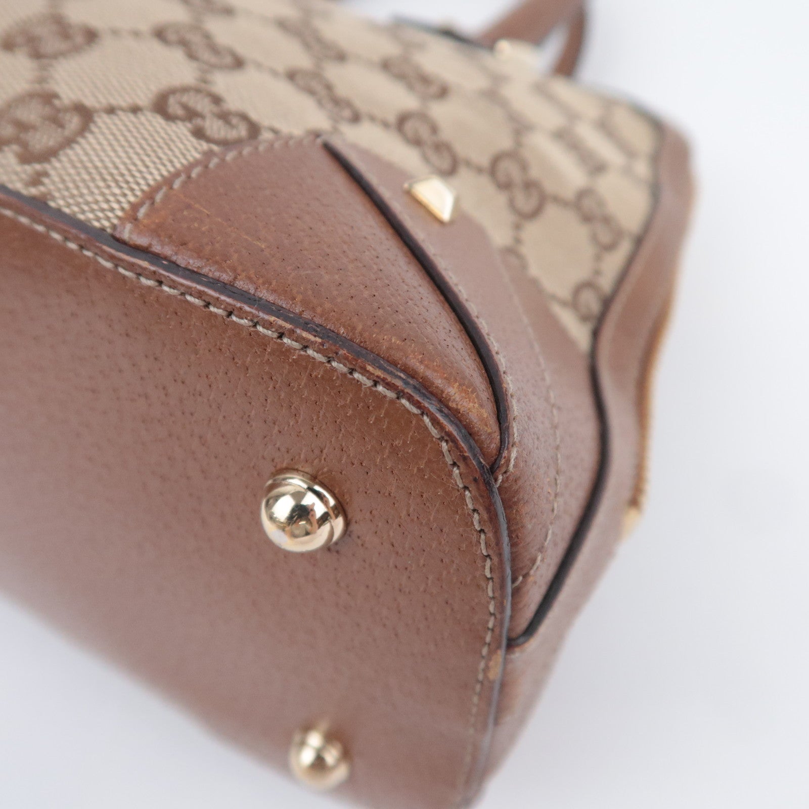 GUCCI GG Canvas Handbag Beige Brown 131023