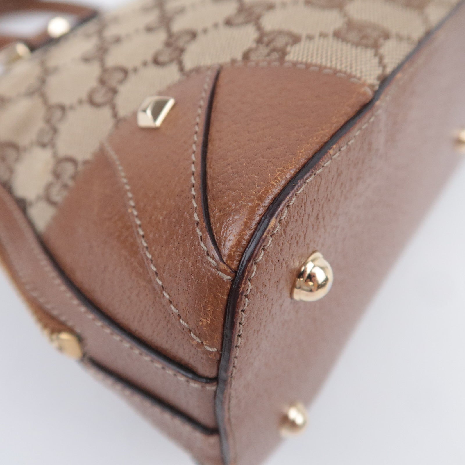 GUCCI GG Canvas Handbag Beige Brown 131023