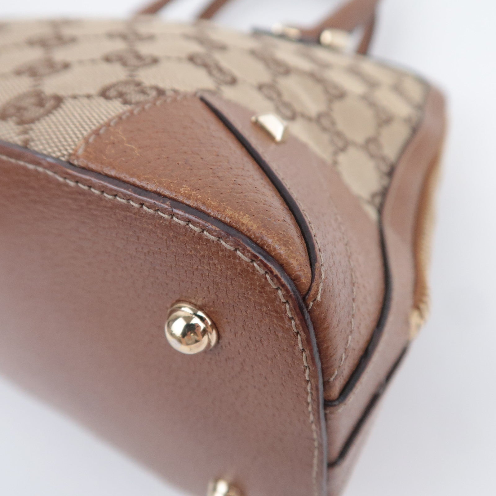 GUCCI GG Canvas Handbag Beige Brown 131023