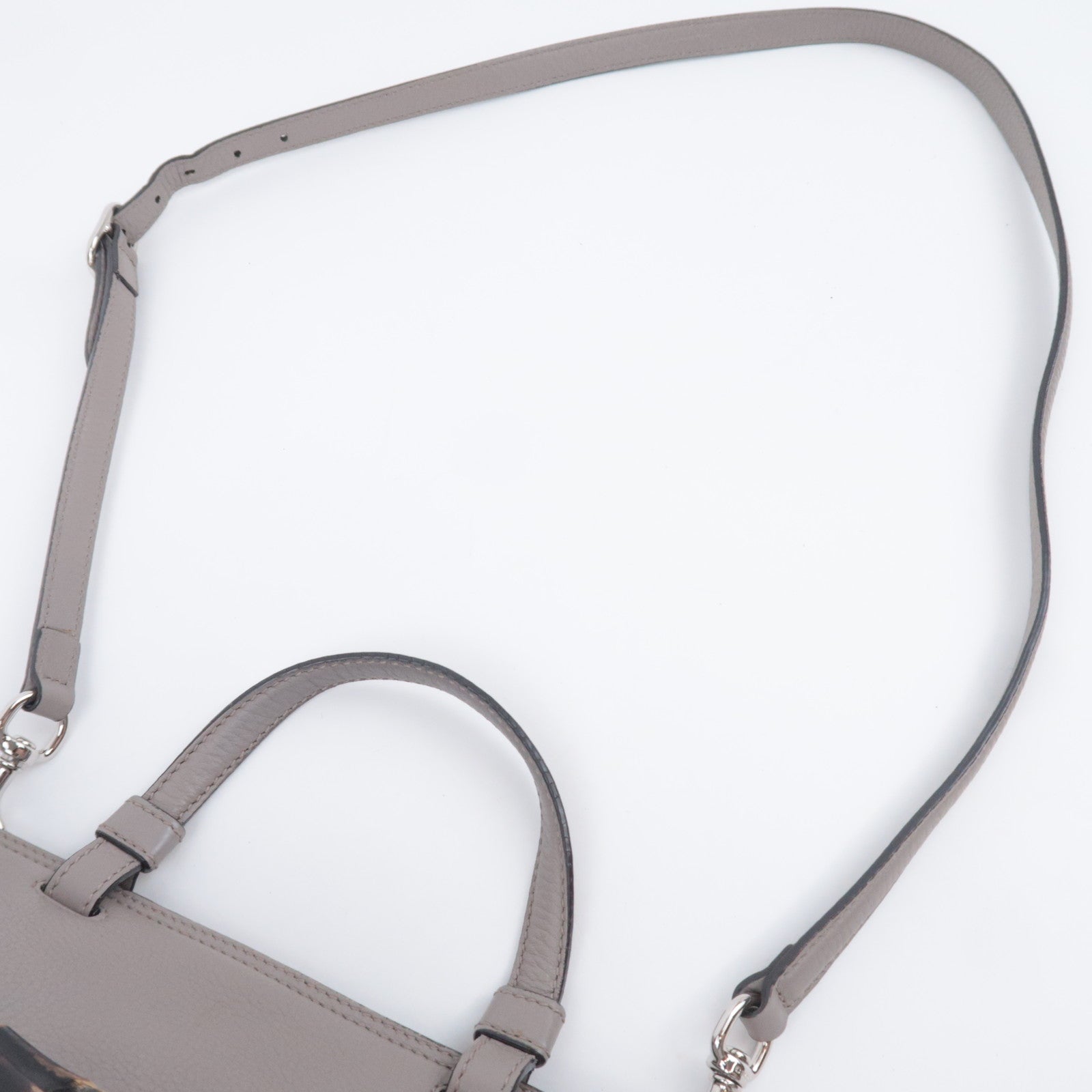 GUCCI Bamboo Daily 2Way Leather Shoulder Bag Gray 392013