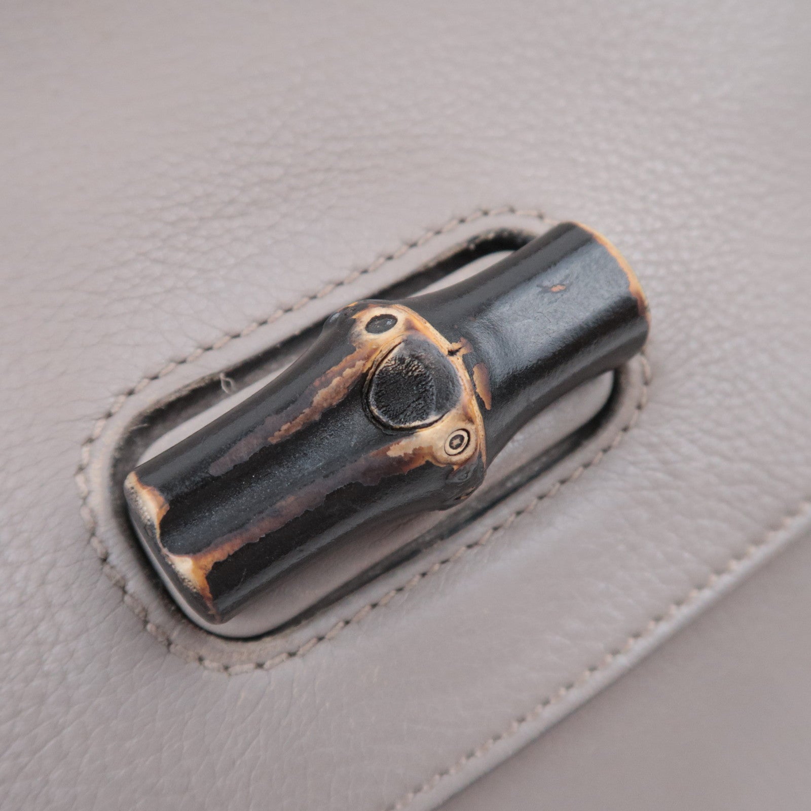 GUCCI Bamboo Daily 2Way Leather Shoulder Bag Gray 392013