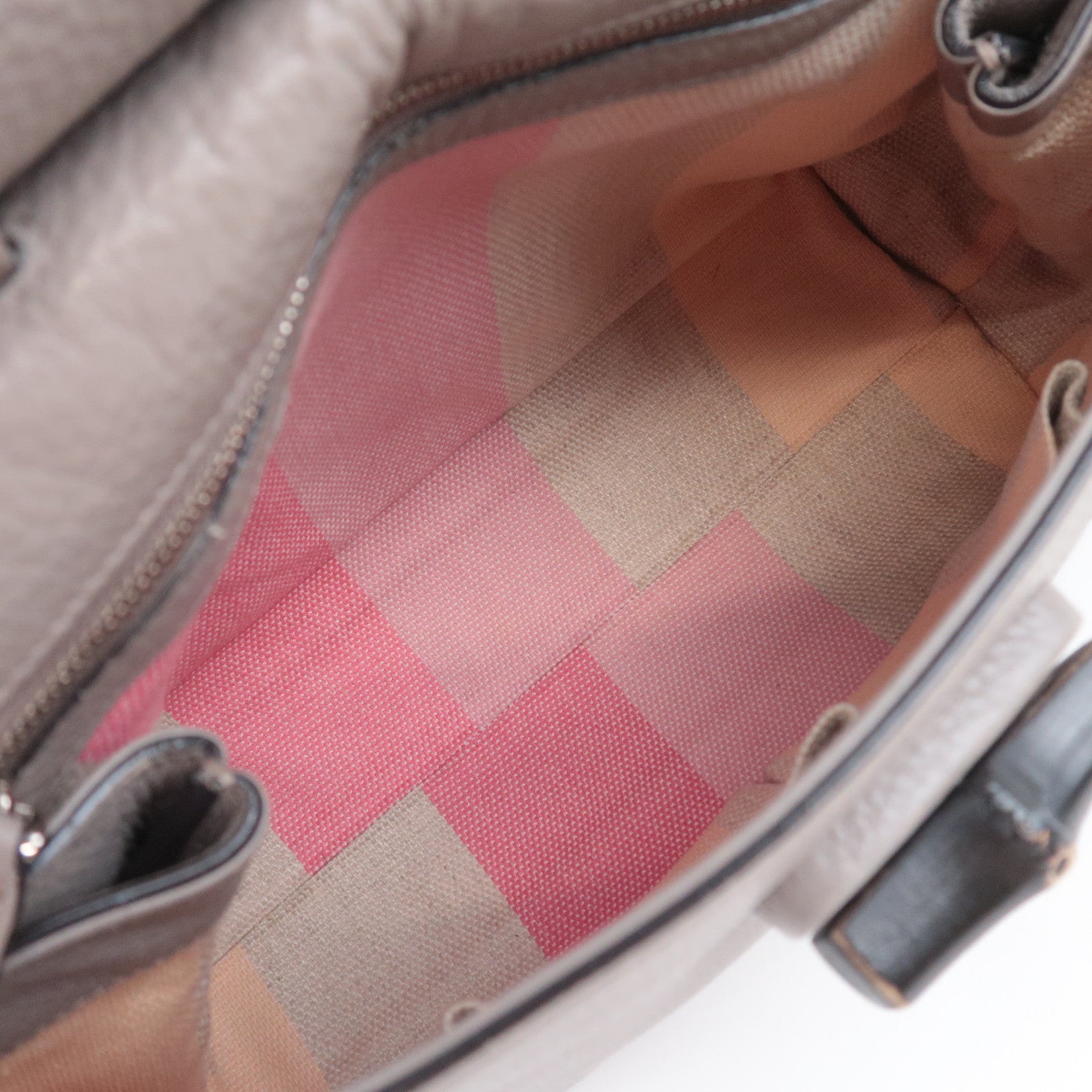 GUCCI Bamboo Daily 2Way Leather Shoulder Bag Gray 392013