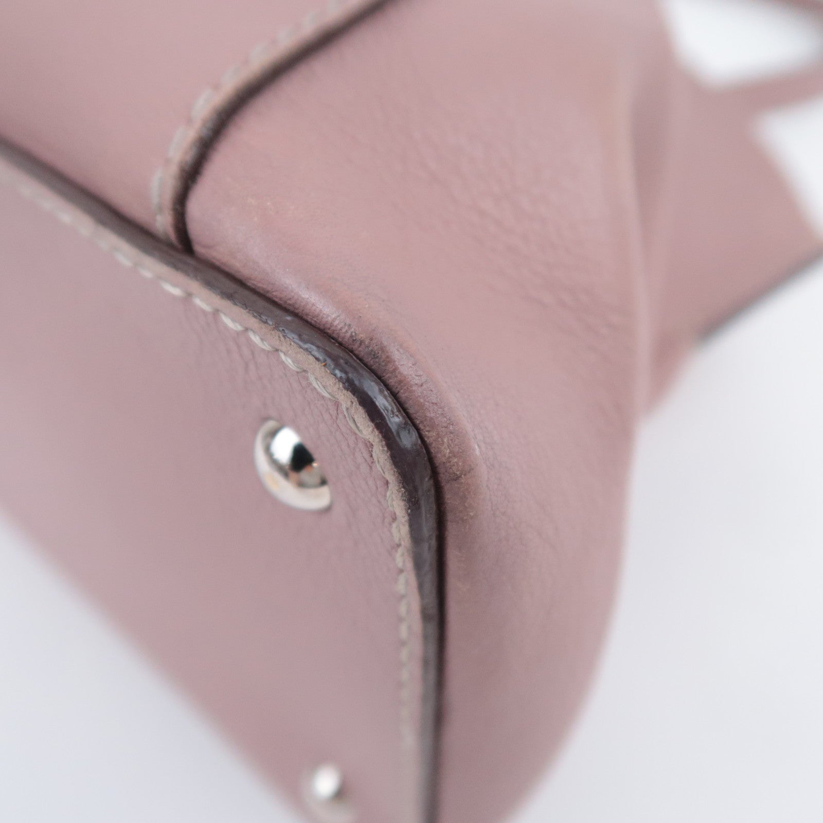 Cartier C de Cartier SM Leather Handbag 2Way Shoulder Bag Pink Beige