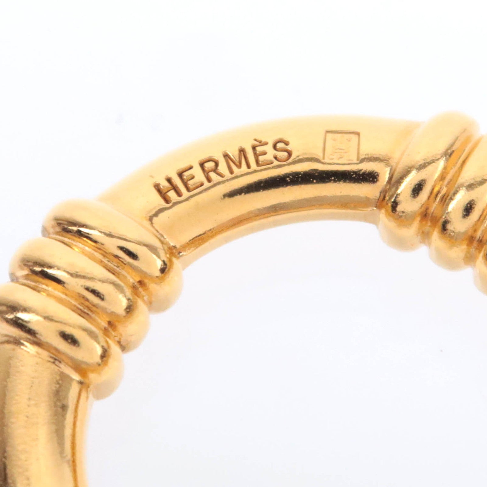 HERMES Bouee Scarf Ring Gold Color