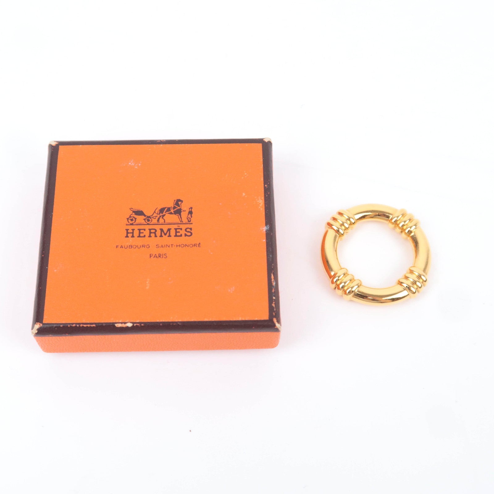 HERMES Bouee Scarf Ring Gold Color