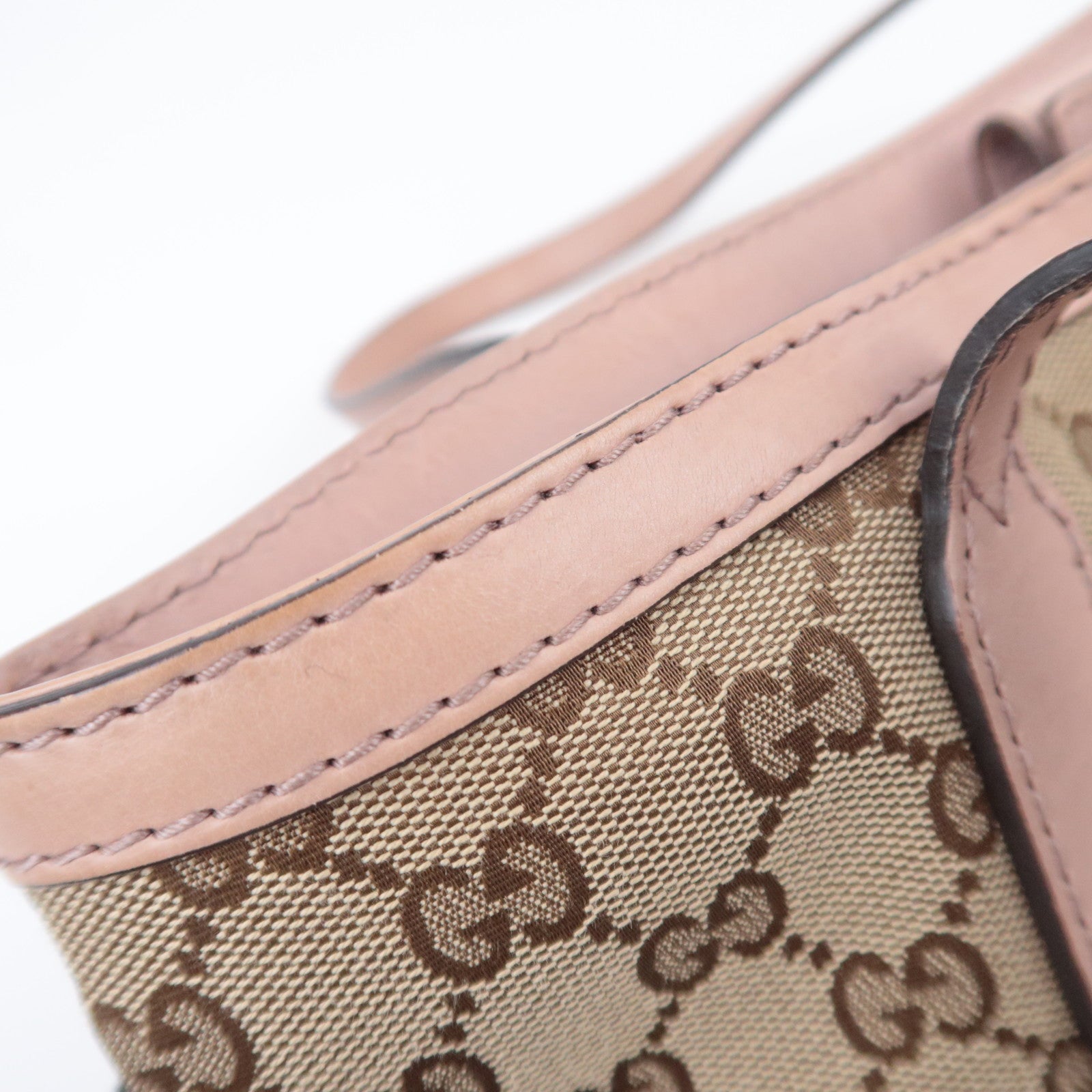 GUCCI GG Canvas Tote Bag Pink Beige Pink 308604