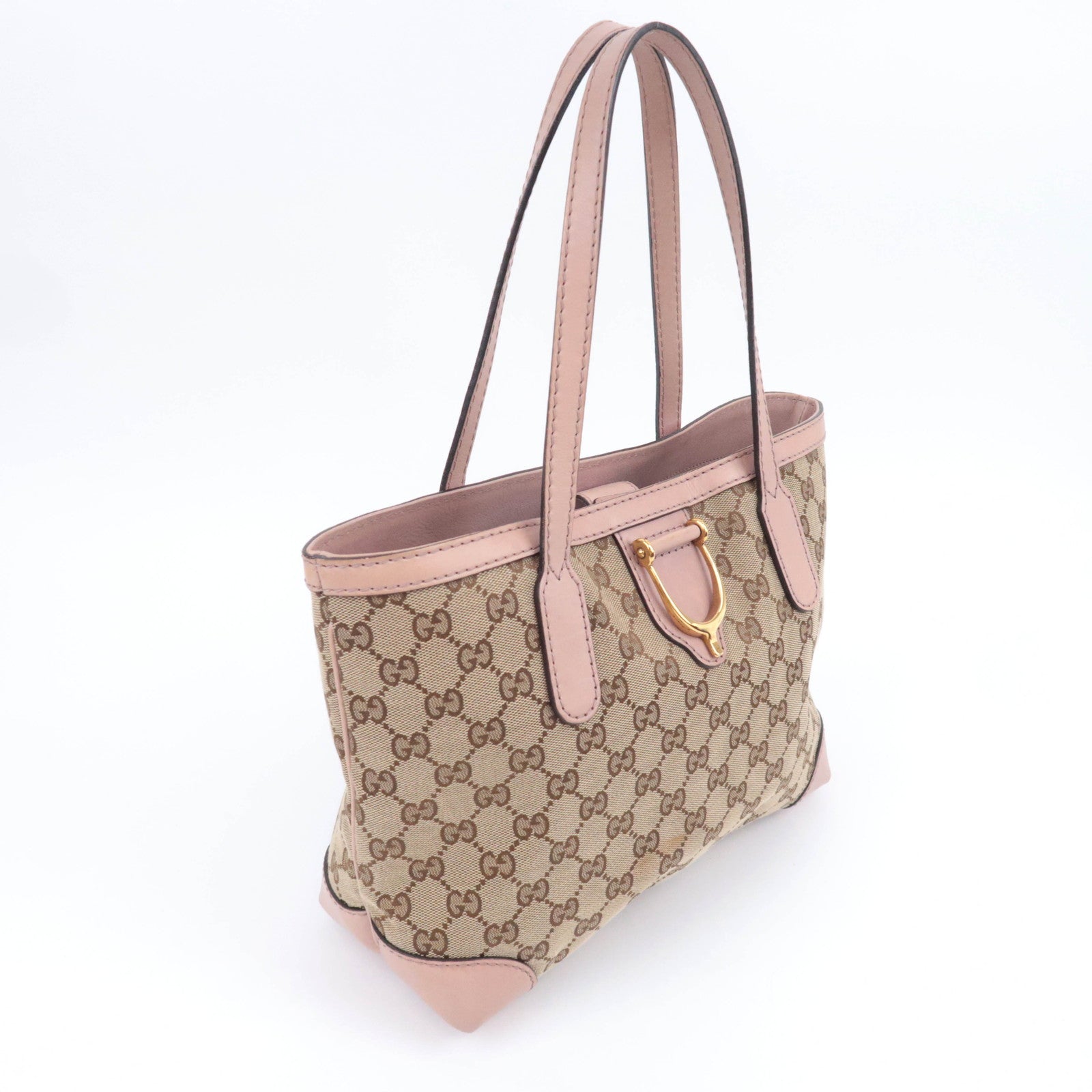 GUCCI GG Canvas Tote Bag Pink Beige Pink 308604