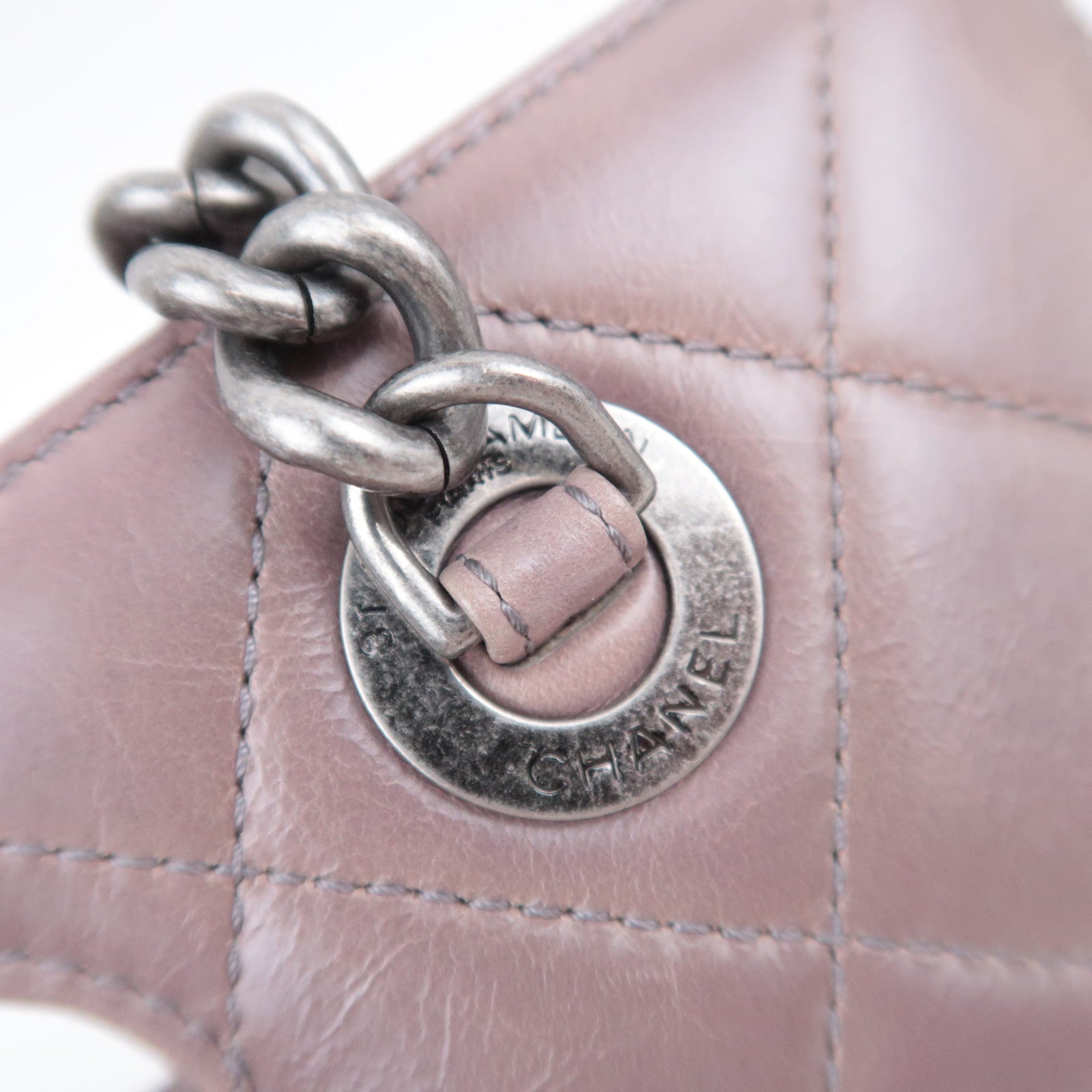 CHANEL Matelasse Small Boy Shopper 2Way Chain Shoulder Bag Aged Calfskin Greige