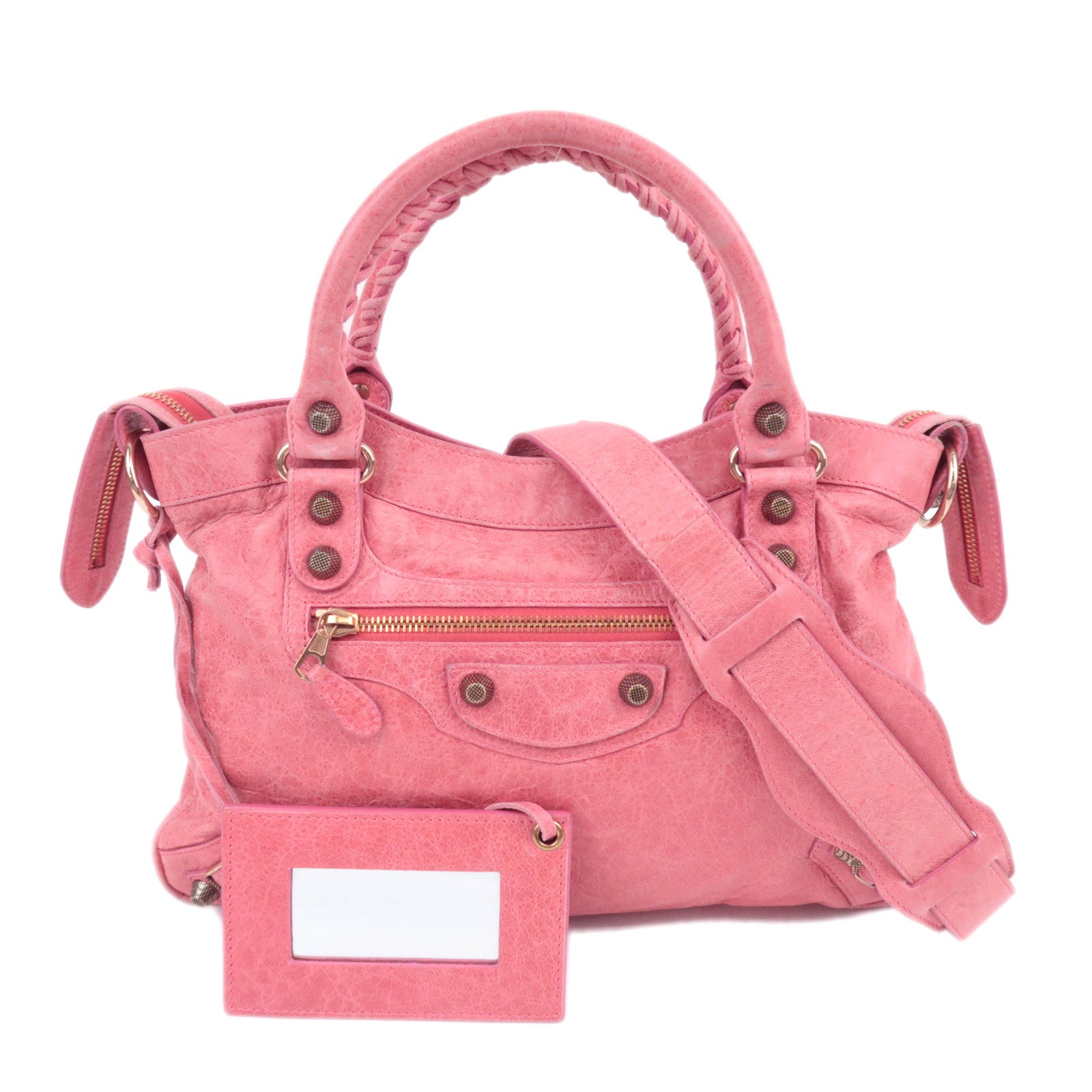 BALENCIAGA The Giant Town 2Way Leather Handbag Pink 24057891245