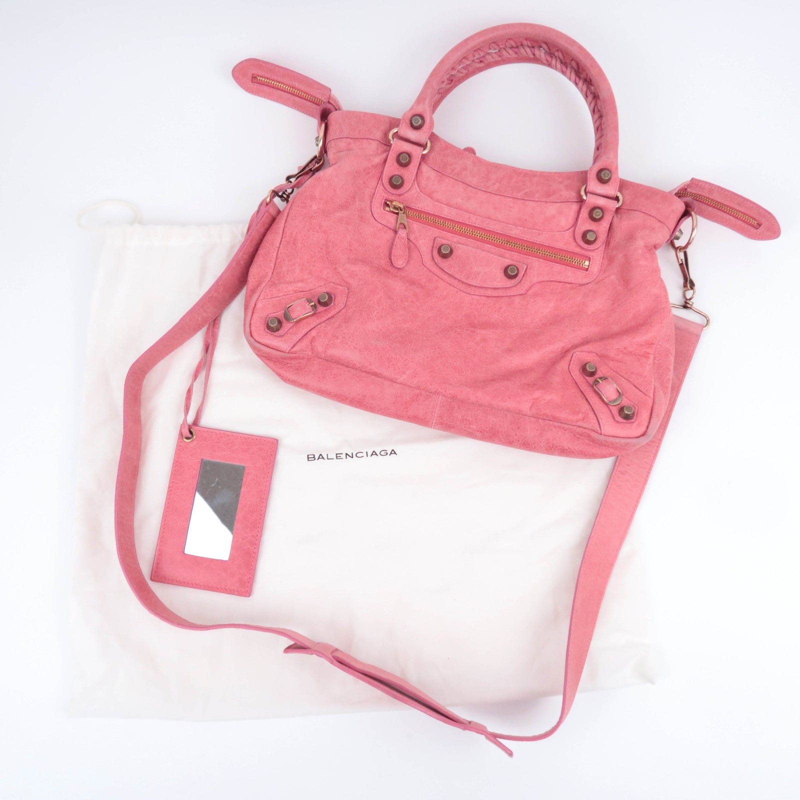 BALENCIAGA The Giant Town 2Way Leather Handbag Pink 240578
