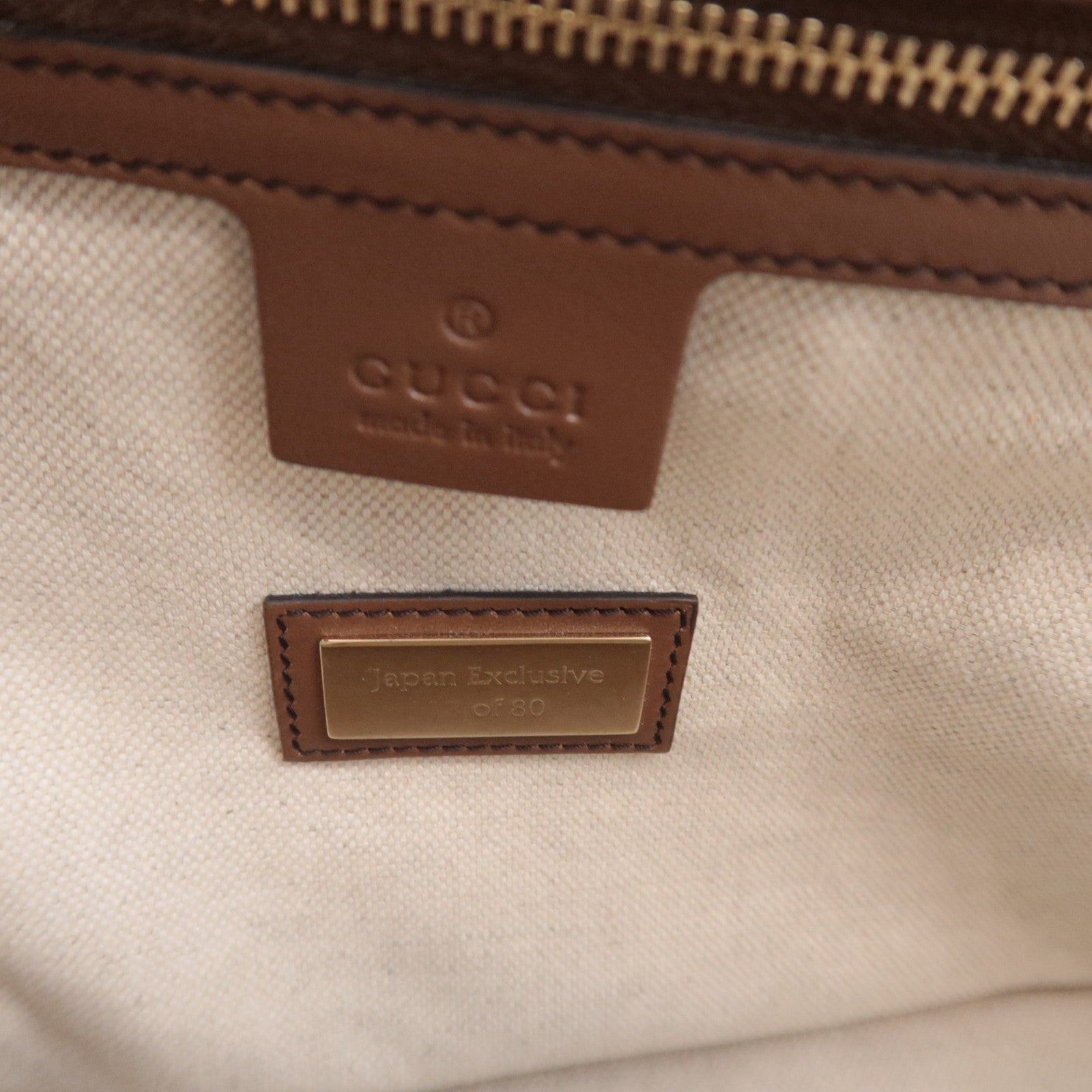 GUCCI Diamante Canvas Leather Tote Bag Beige Brown 247209