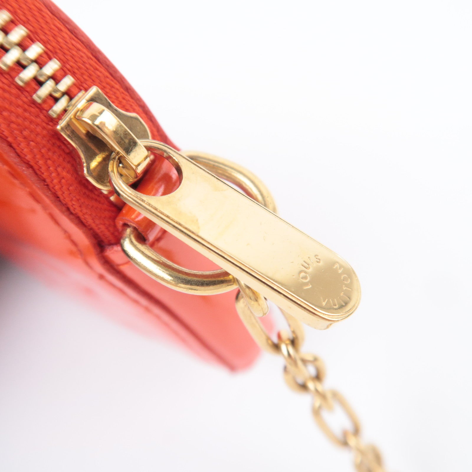 Louis Vuitton Monogram Vernis Porte Monnaie Coeur Coin Case Orange Sunset M93658