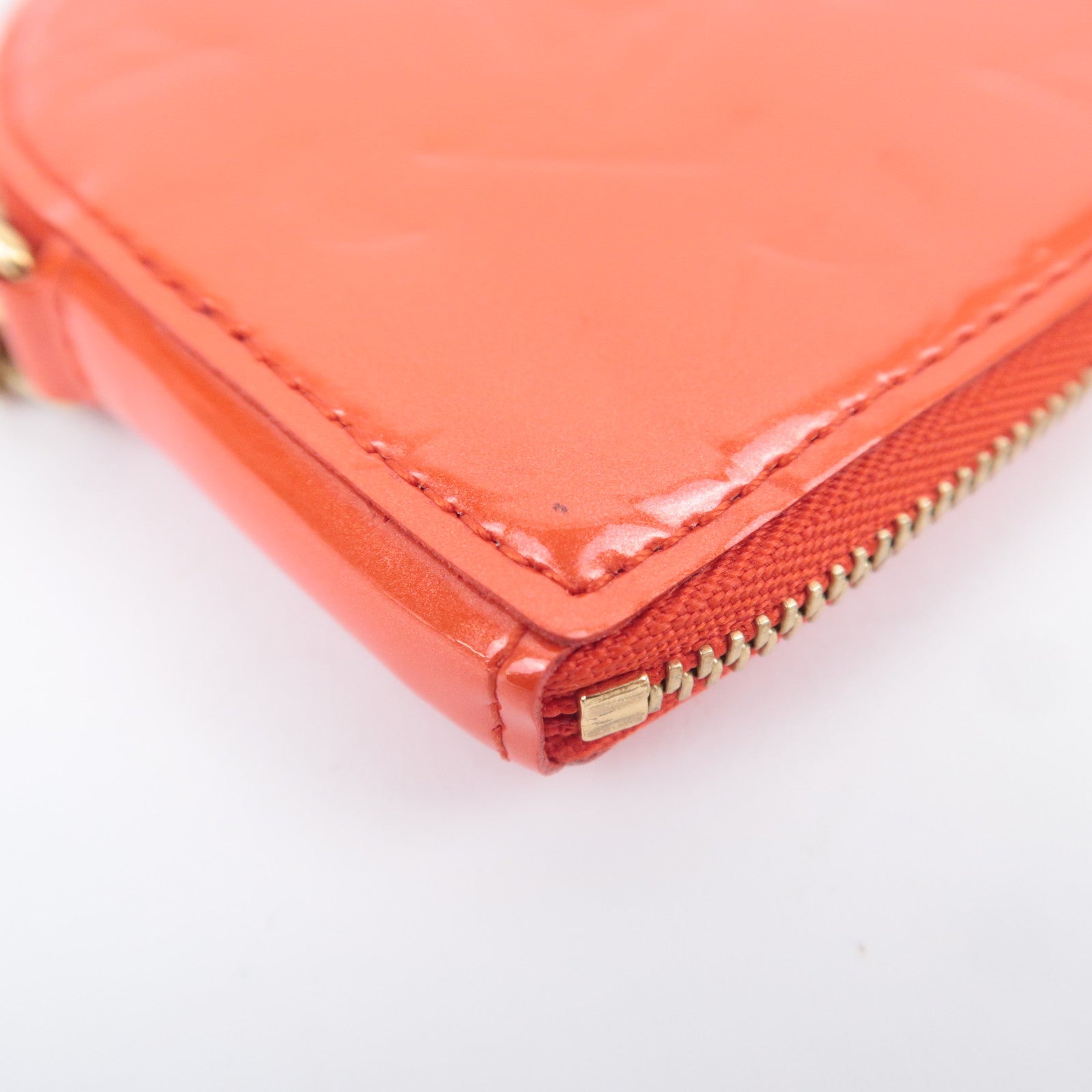 Louis Vuitton Monogram Vernis Porte Monnaie Coeur Coin Case Orange Sunset M93658