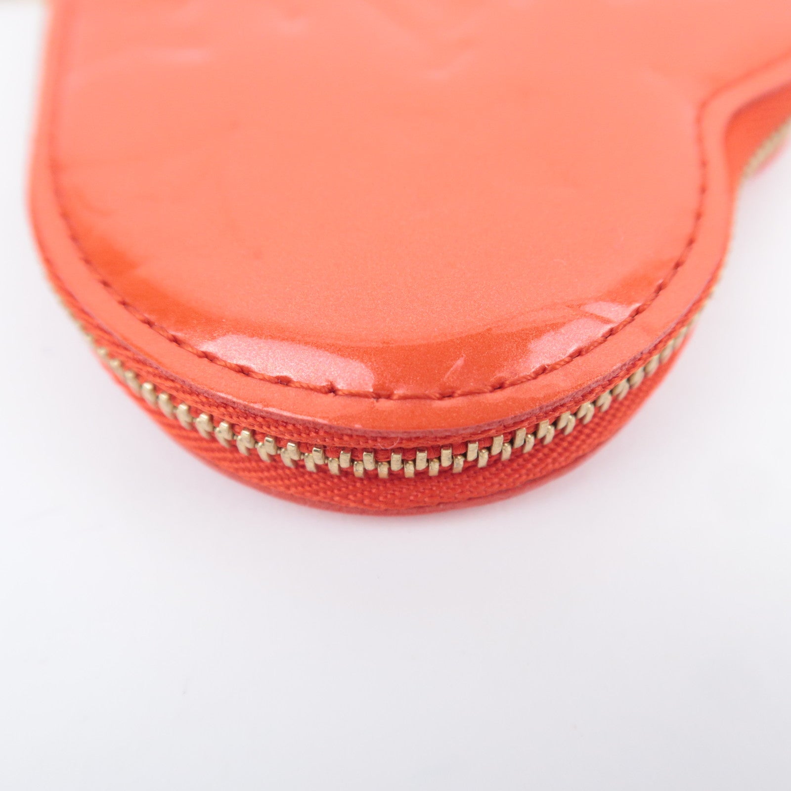 Louis Vuitton Monogram Vernis Porte Monnaie Coeur Coin Case Orange Sunset M93658