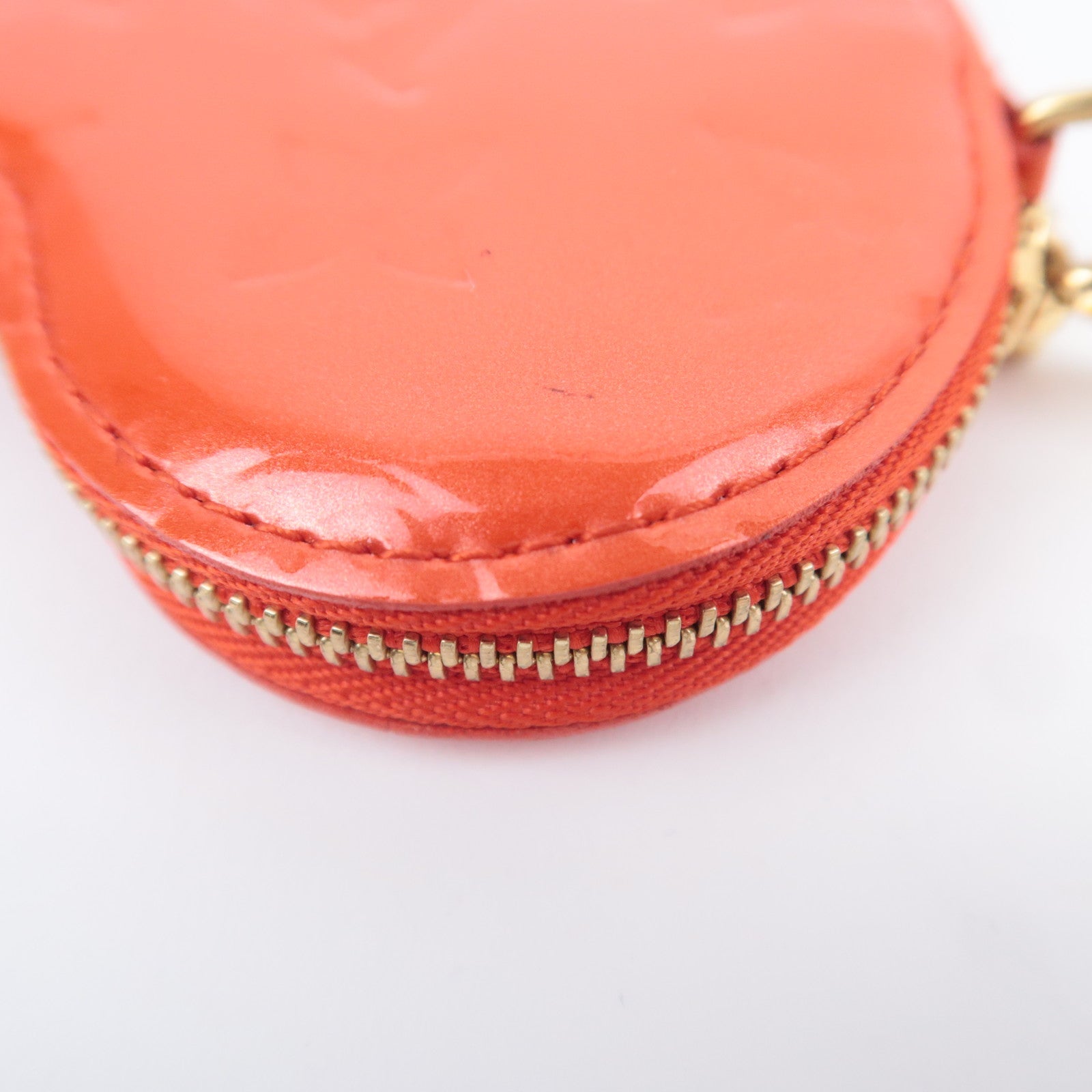 Louis Vuitton Monogram Vernis Porte Monnaie Coeur Coin Case Orange Sunset M93658