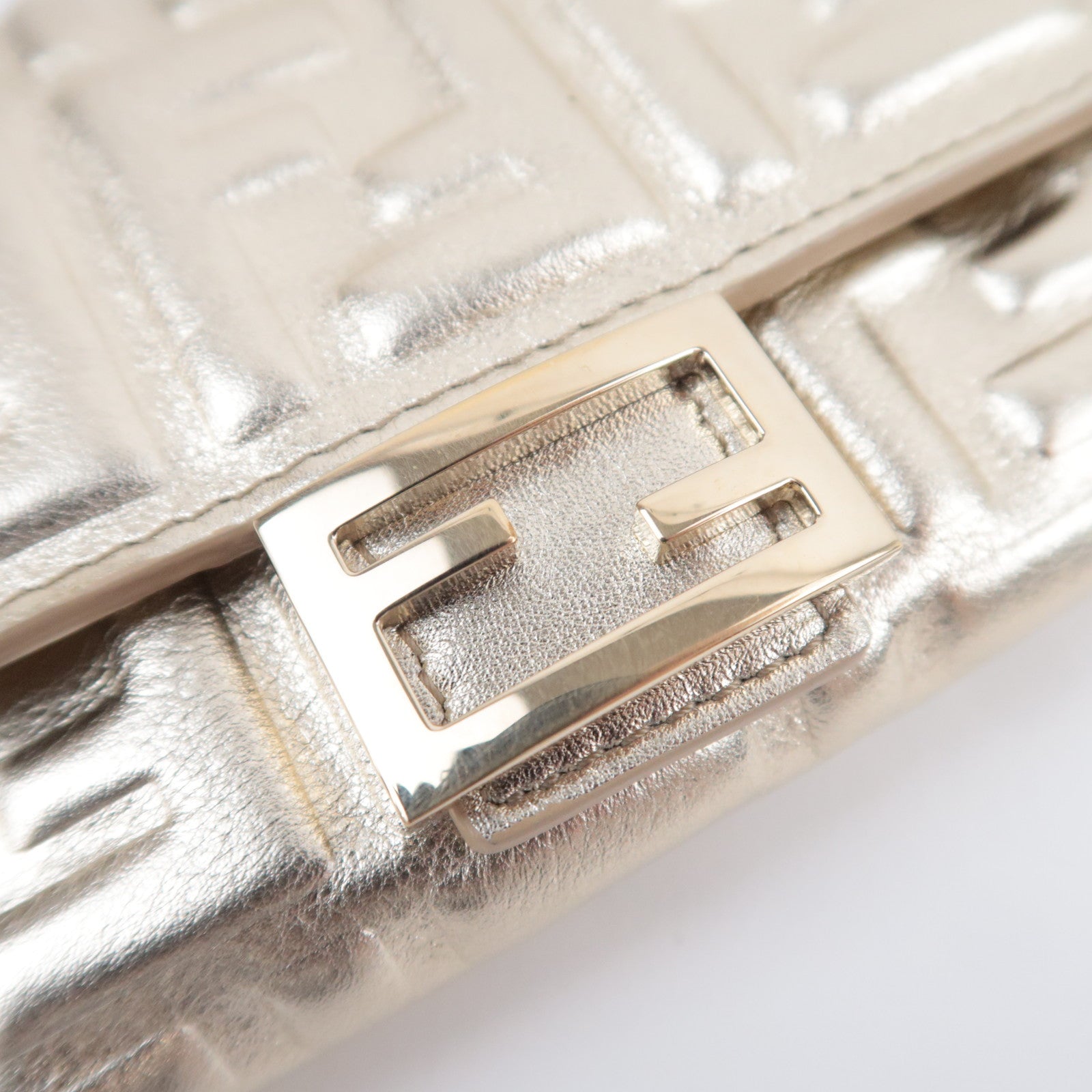FENDI Zucca Embossed Leather WOC Gold 8M0365