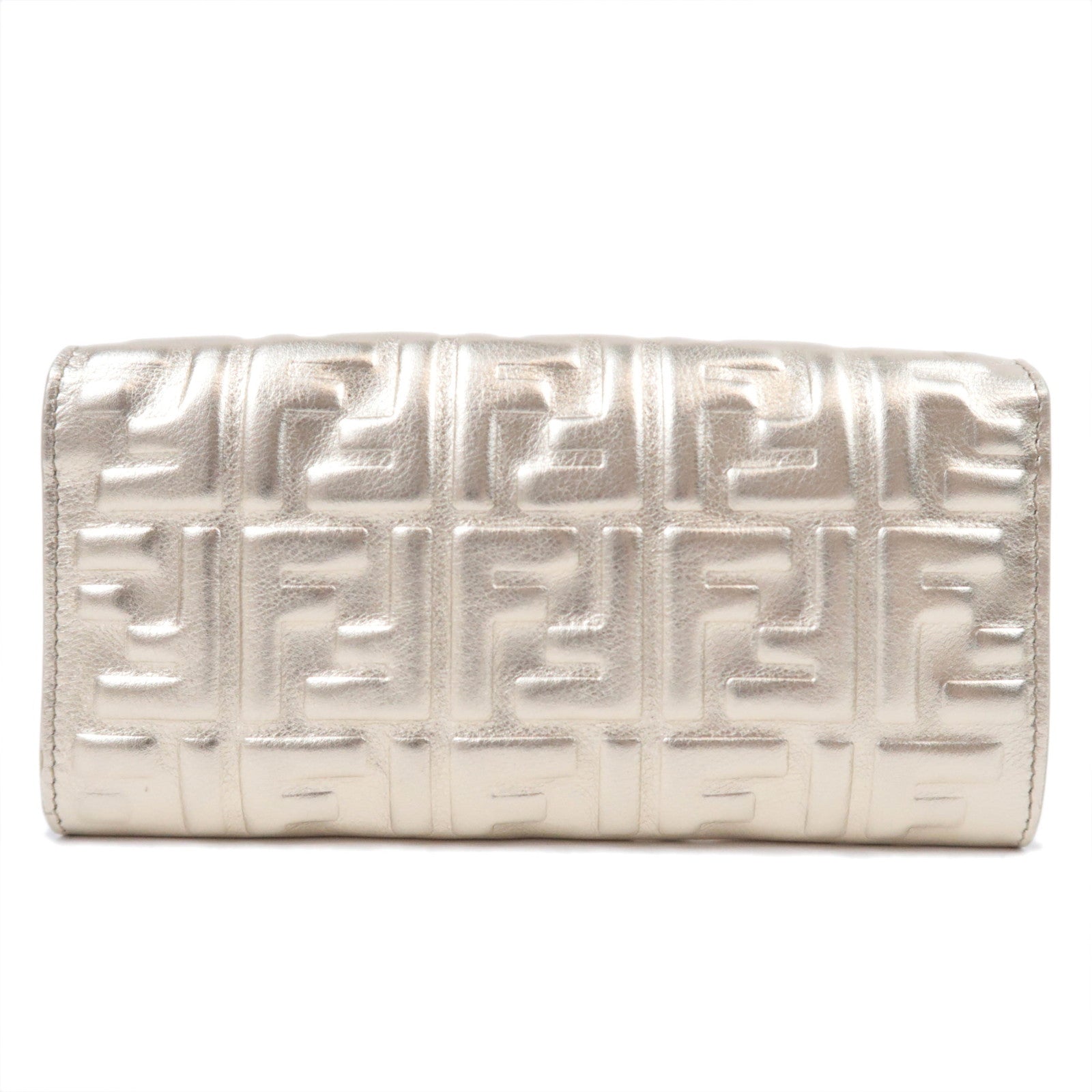 FENDI Zucca Embossed Leather WOC Gold 8M0365