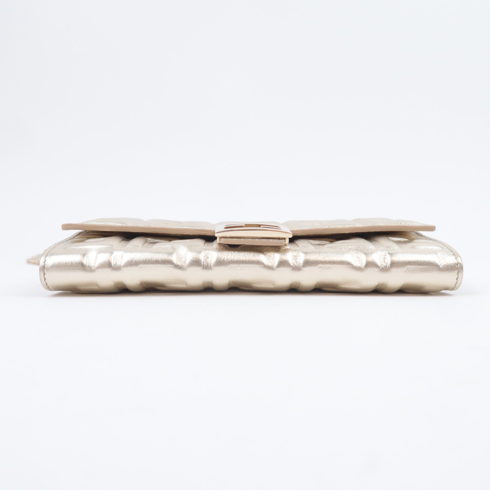 FENDI Zucca Embossed Leather WOC Gold 8M0365