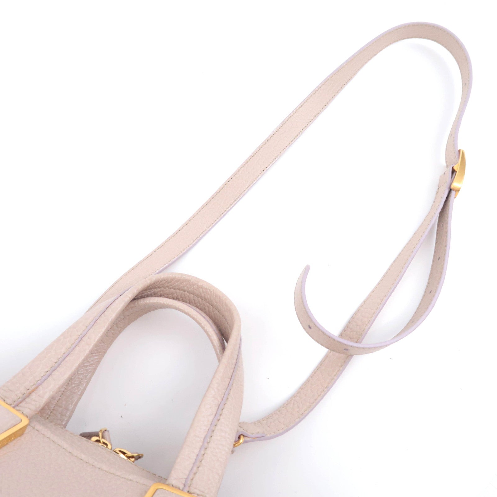 FENDI Chameleon 2Way Leather Handbag Beige 8BL114