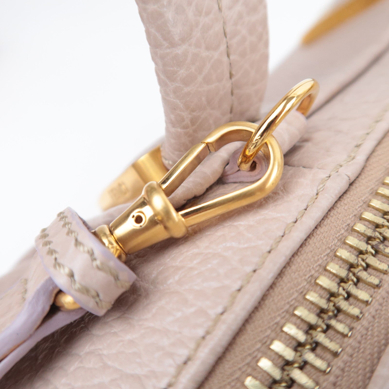 FENDI Chameleon 2Way Leather Handbag Beige 8BL114