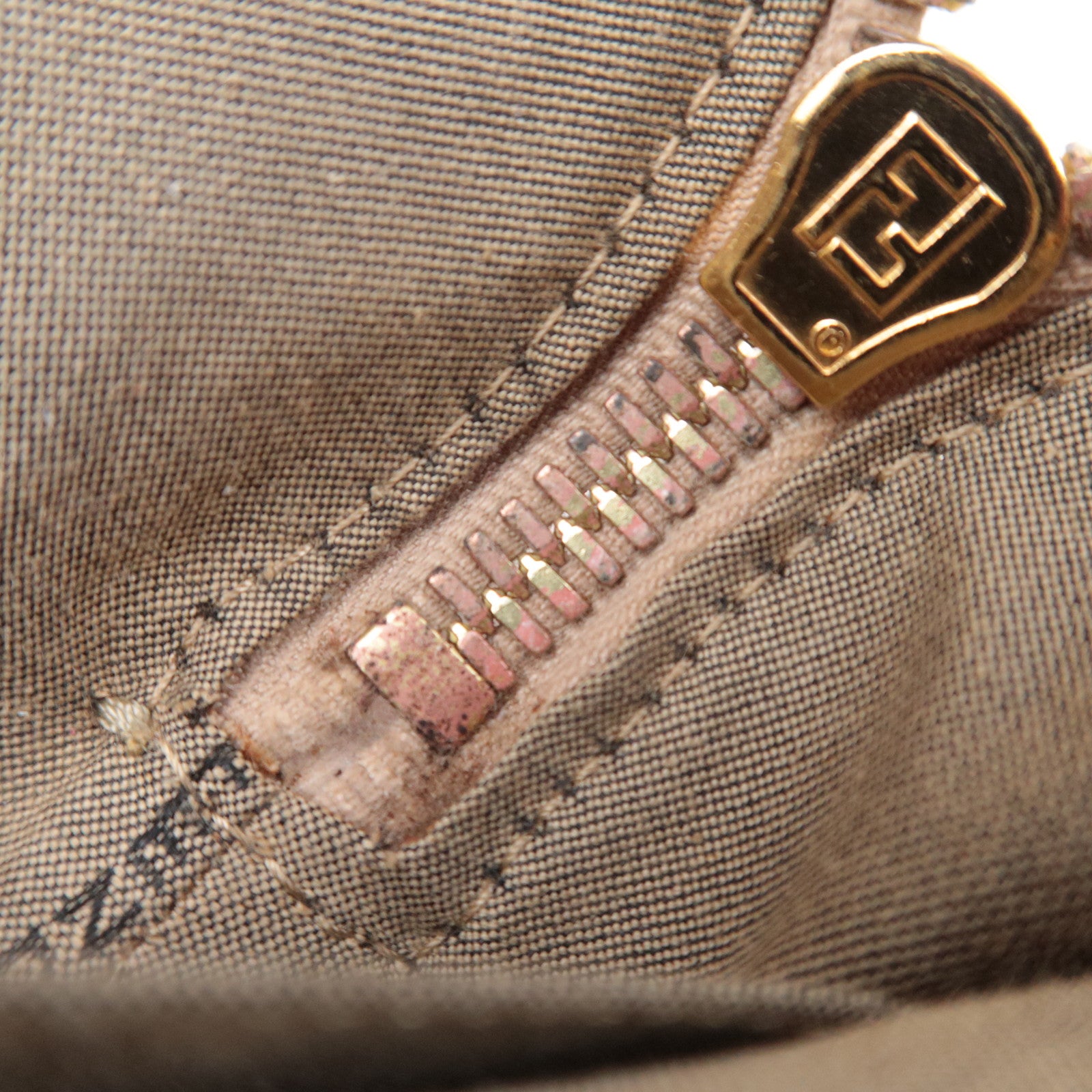 FENDI Chameleon 2Way Leather Handbag Beige 8BL114
