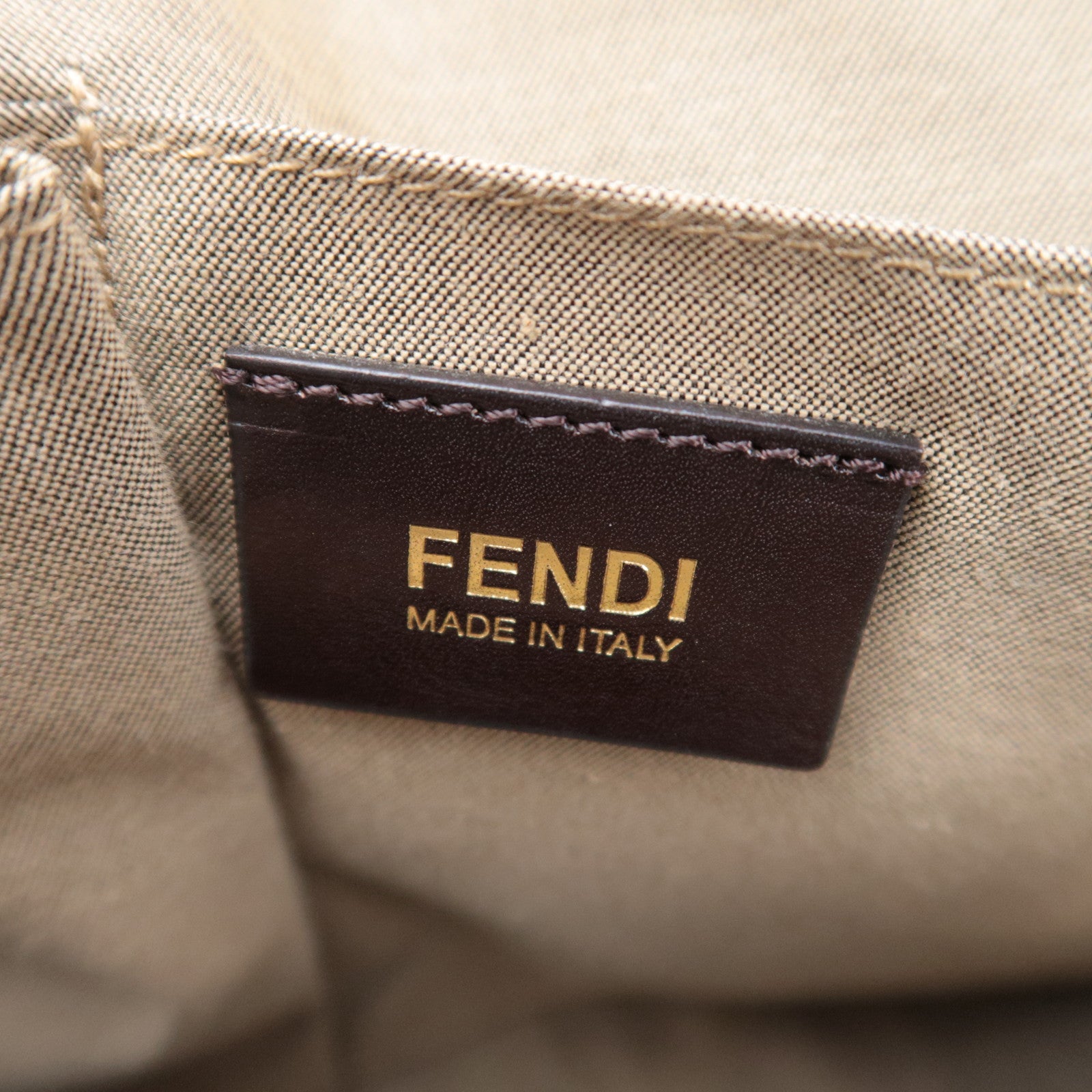 FENDI Chameleon 2Way Leather Handbag Beige 8BL114
