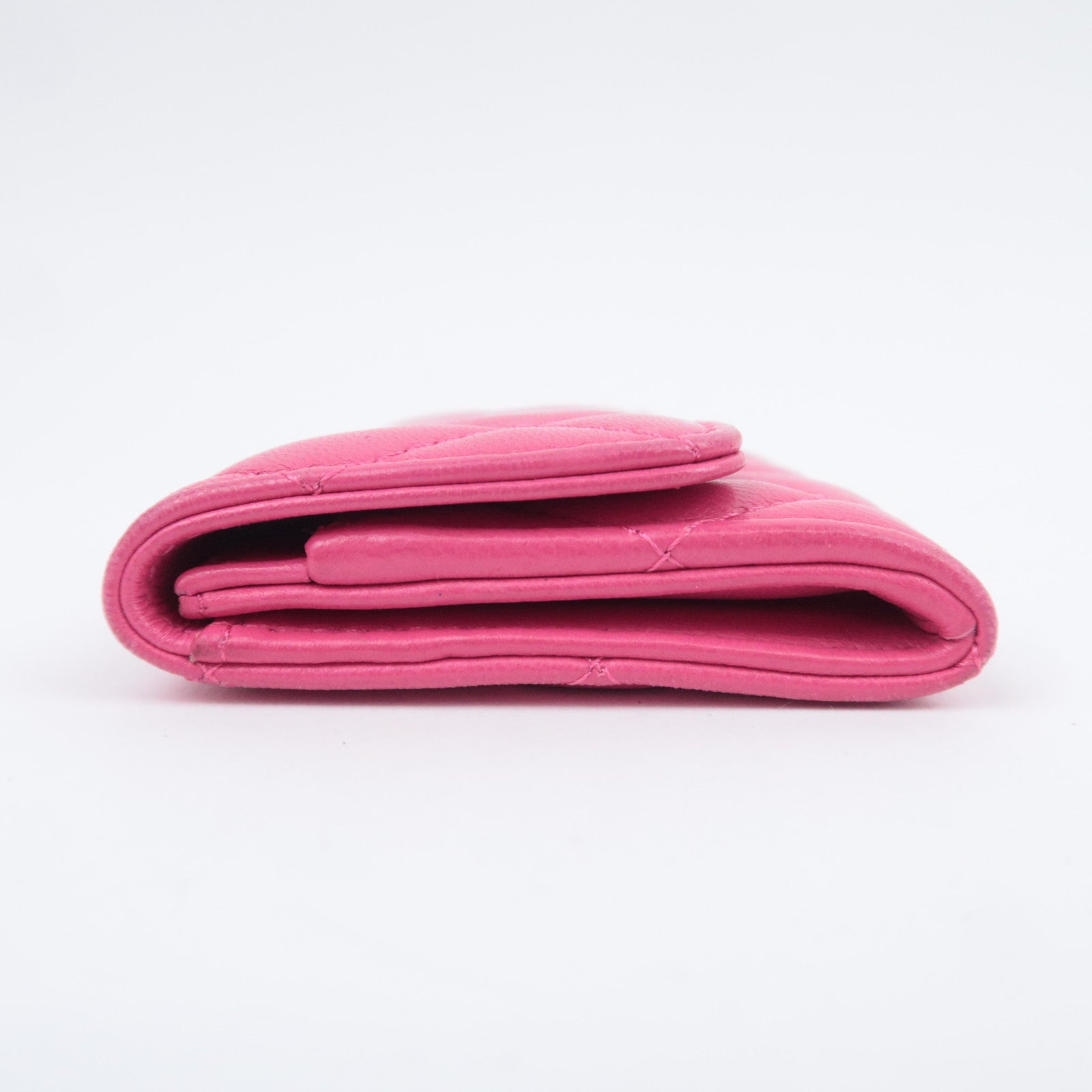 CHANEL Matelasse Flap Card Case Wallet Pink Lambskin