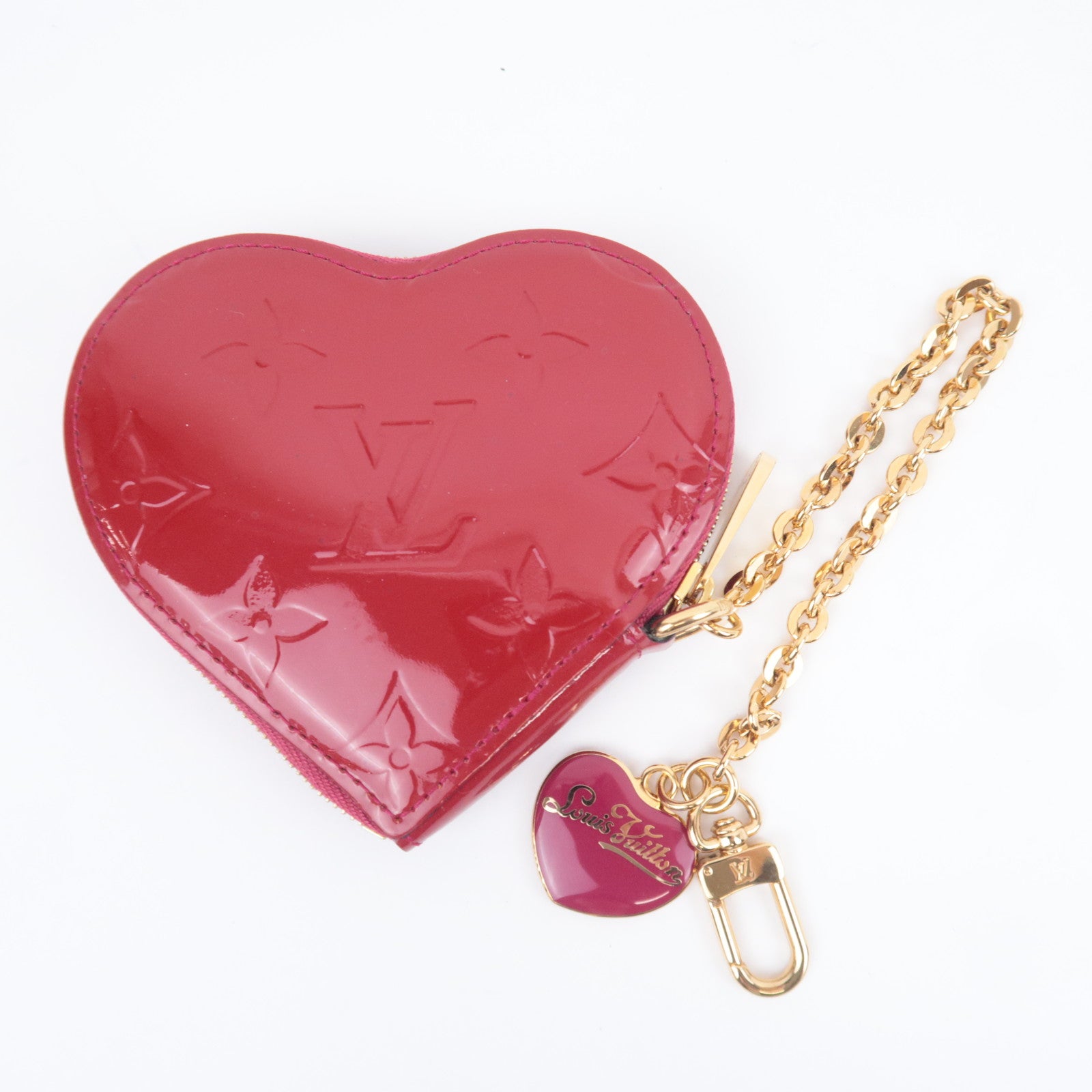 Louis Vuitton Monogram Vernis Porte Monnaie Coeur Coin Case Rose Indien M90006