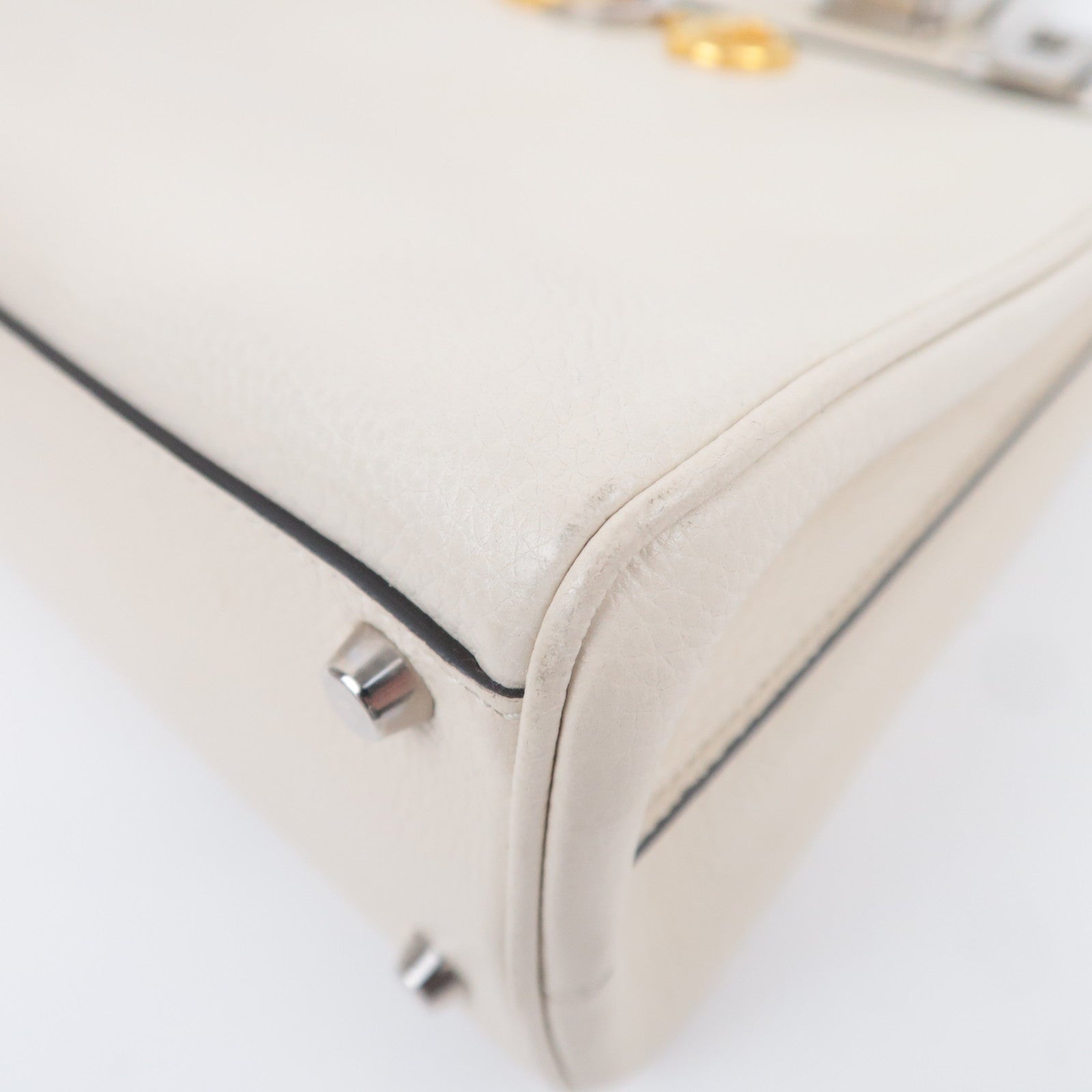 GUCCI Zumi Small 2Way Leather Top Handle Handbag Ivory 569712