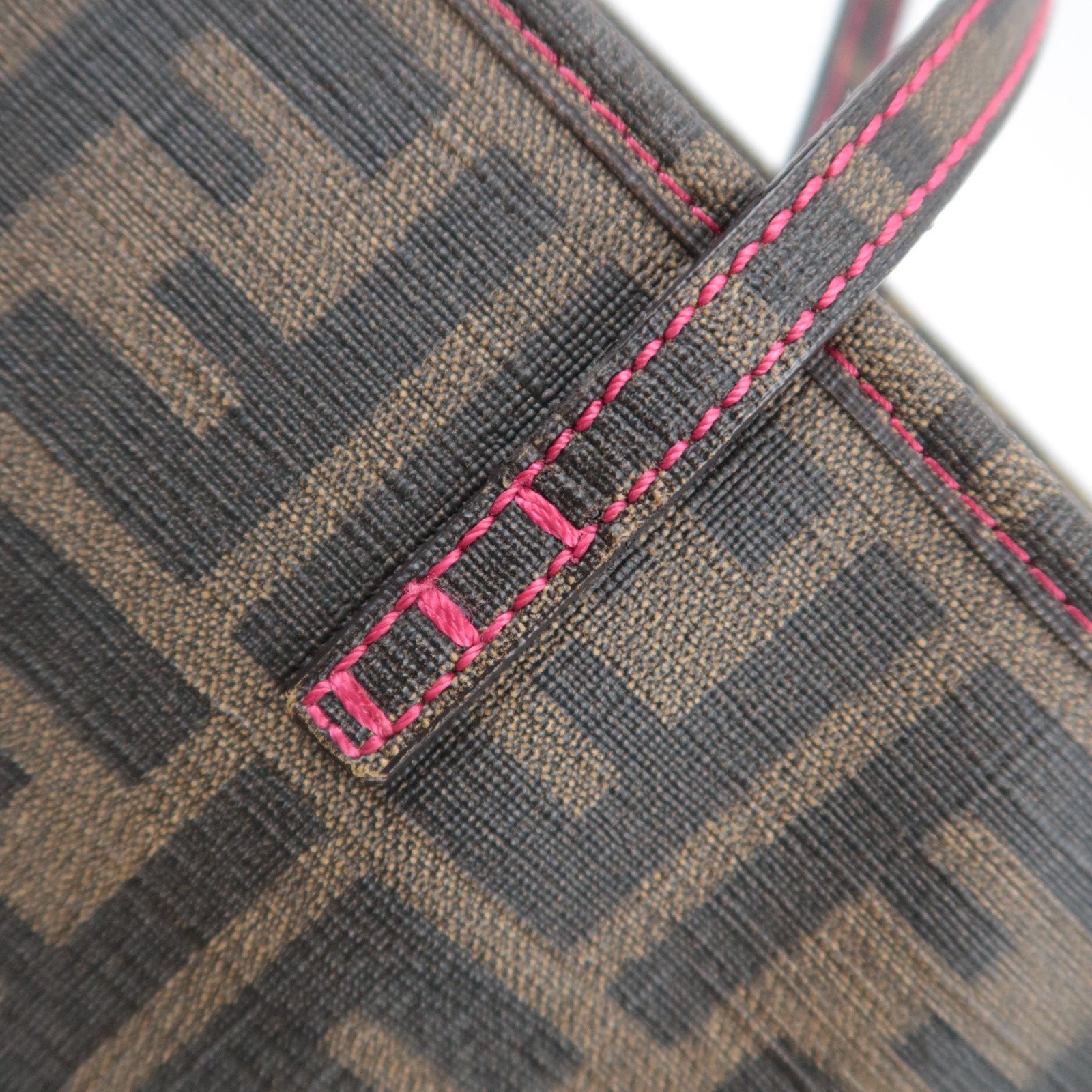 FENDI Zucca PVC Tote Bag Brown Black Pink 8BH198